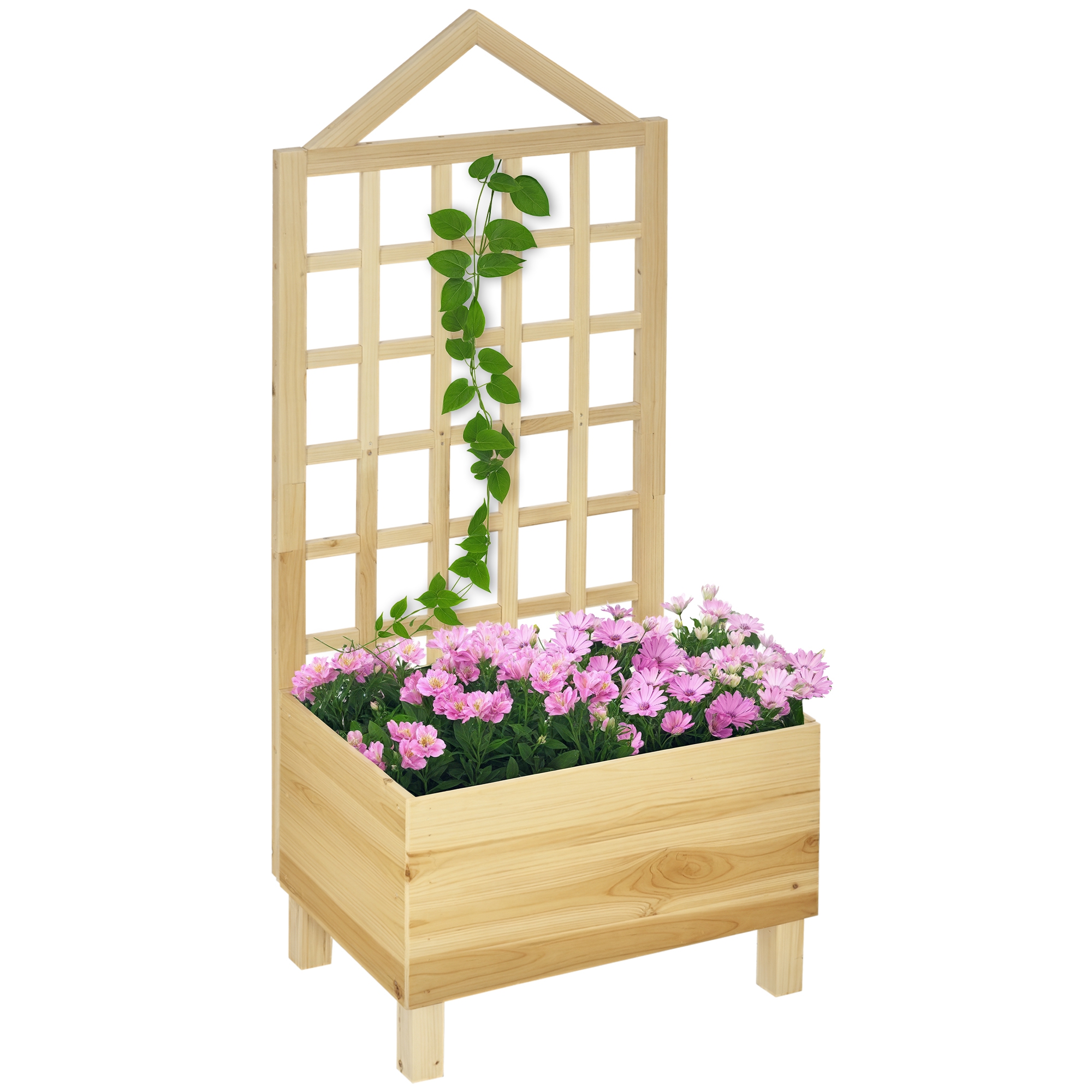 Garden Planters With Trellis For Vine Climbing,Distressed Wooden Raised — image 3