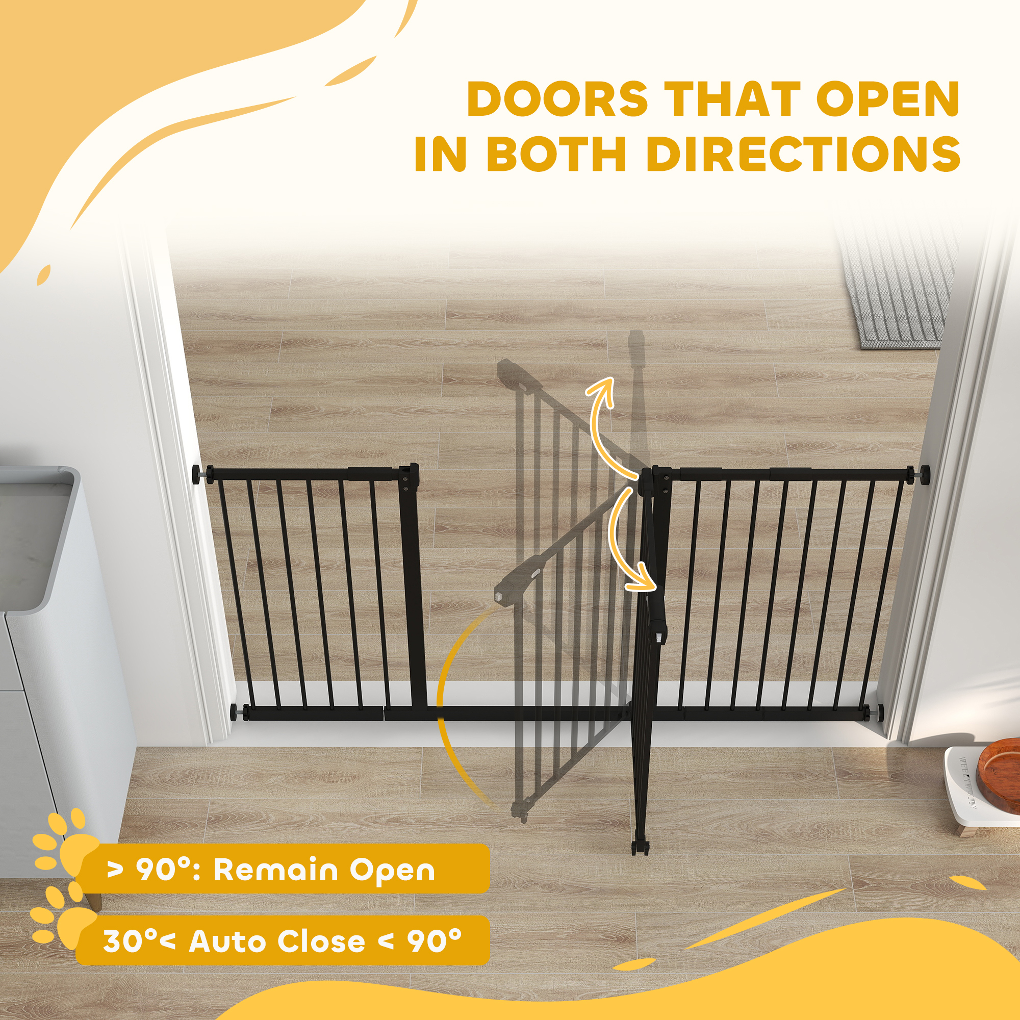 Adjustable Safety Gate W/ Three Extensions,Four Screws,Black — image 2