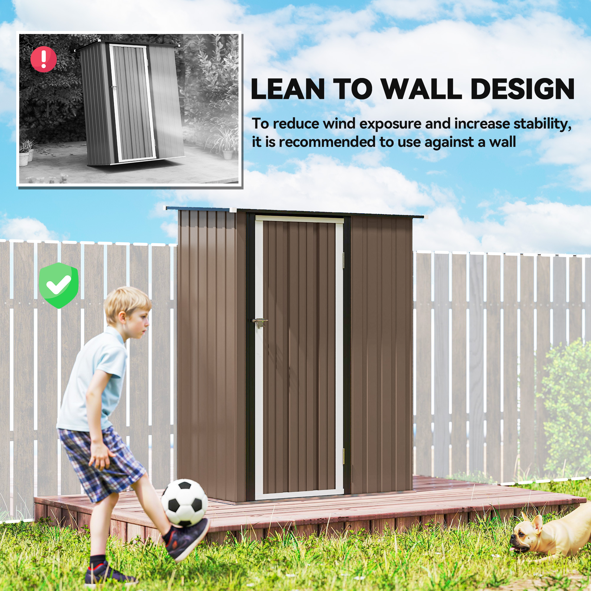 5ft X 3ft Garden Storage Shed,Galvanised Outdoor Metal Shed Waterproof