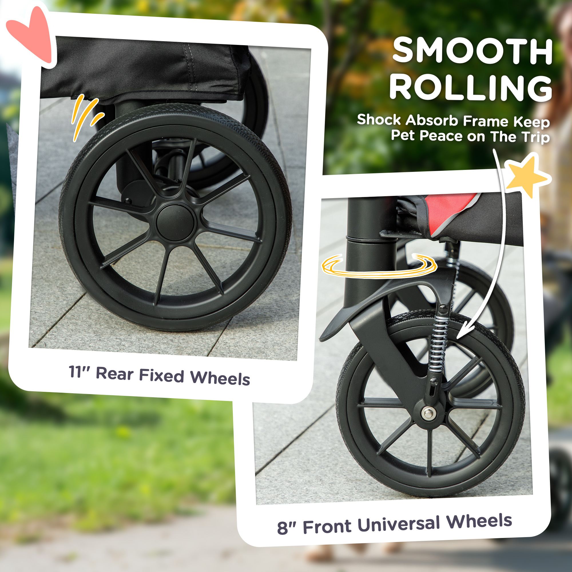 Foldable Pet Stroller For Large Dogs With Four Big Wheels,Shock-Absorbing — image 2
