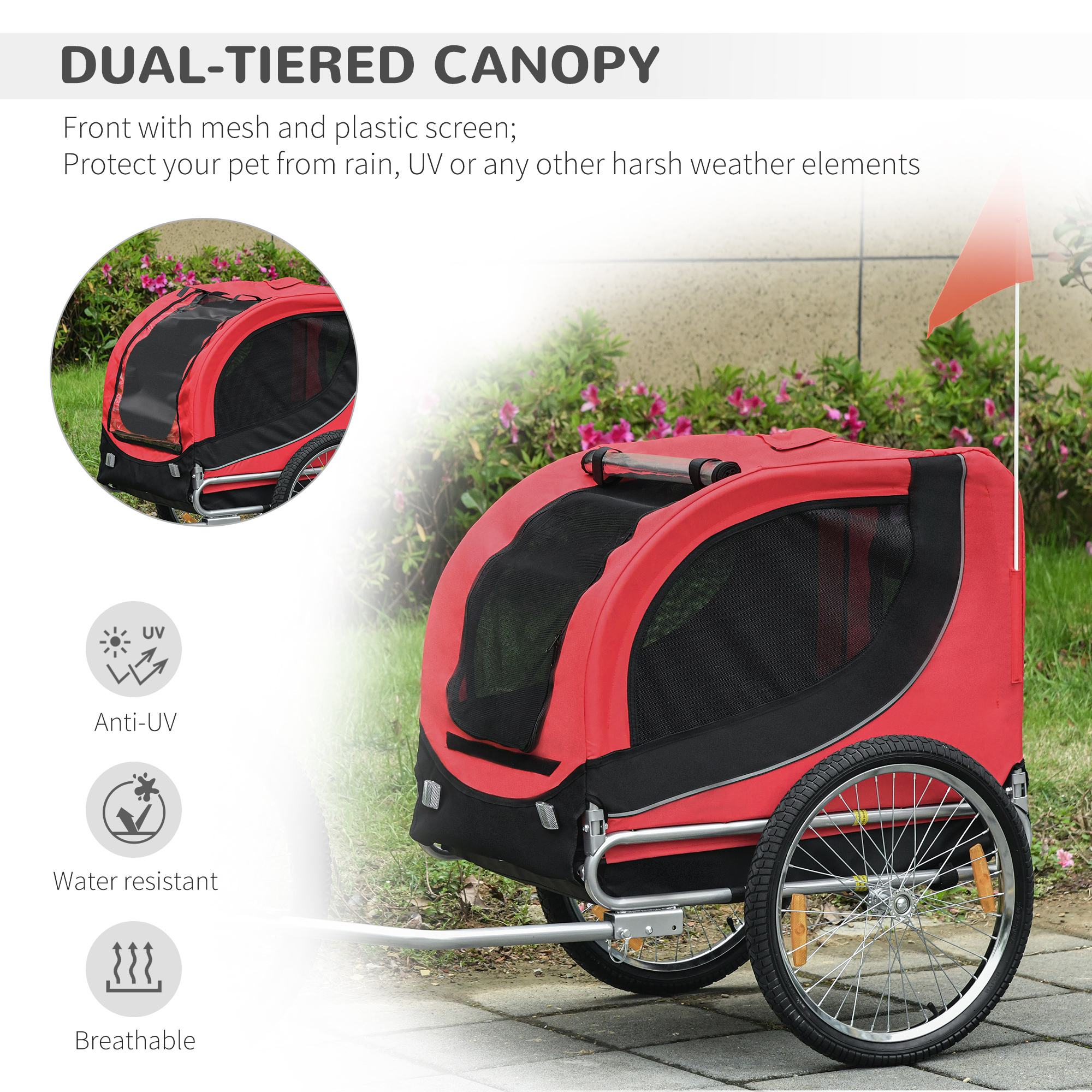 Steel Dog Bike Trailer Pet Cart Carrier For Bicycle Kit Water Resistant — image 3