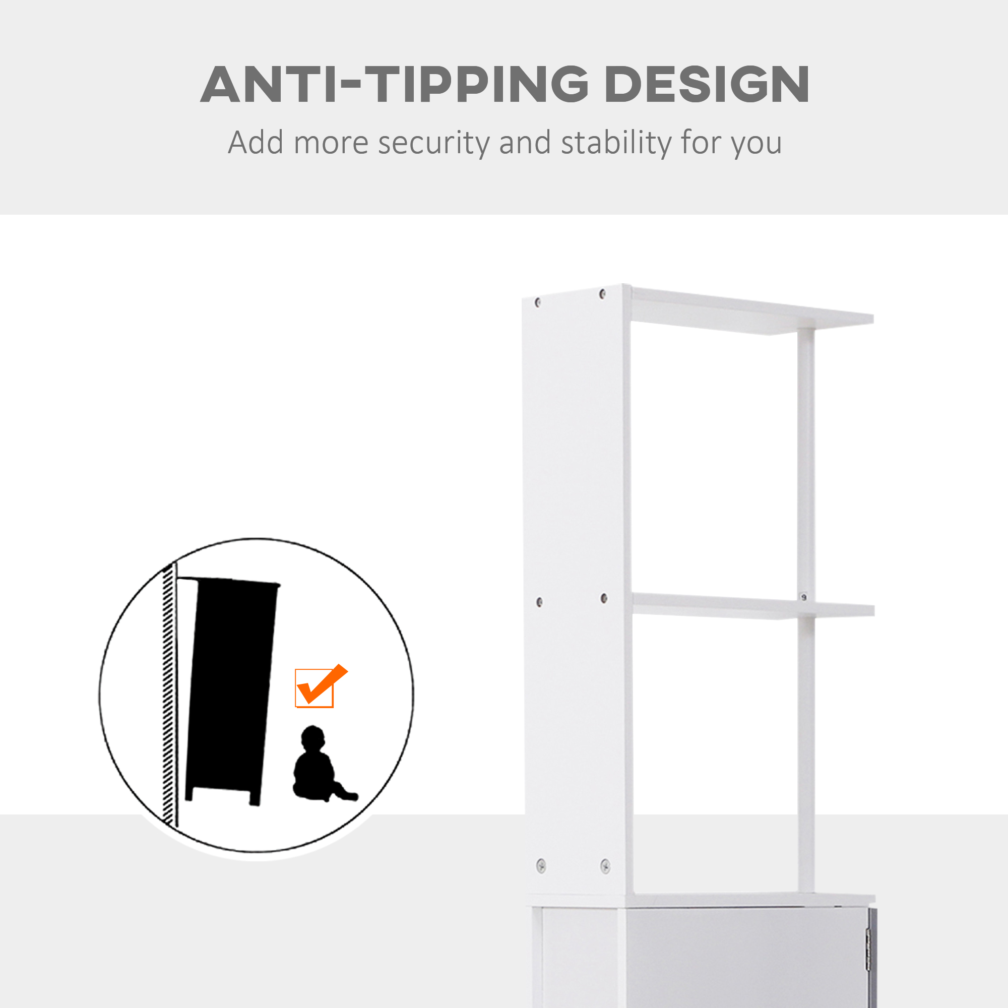 Tall Bathroom Cabinet,Freestanding Storage Cabinet With 2-Tier Shelf — image 5
