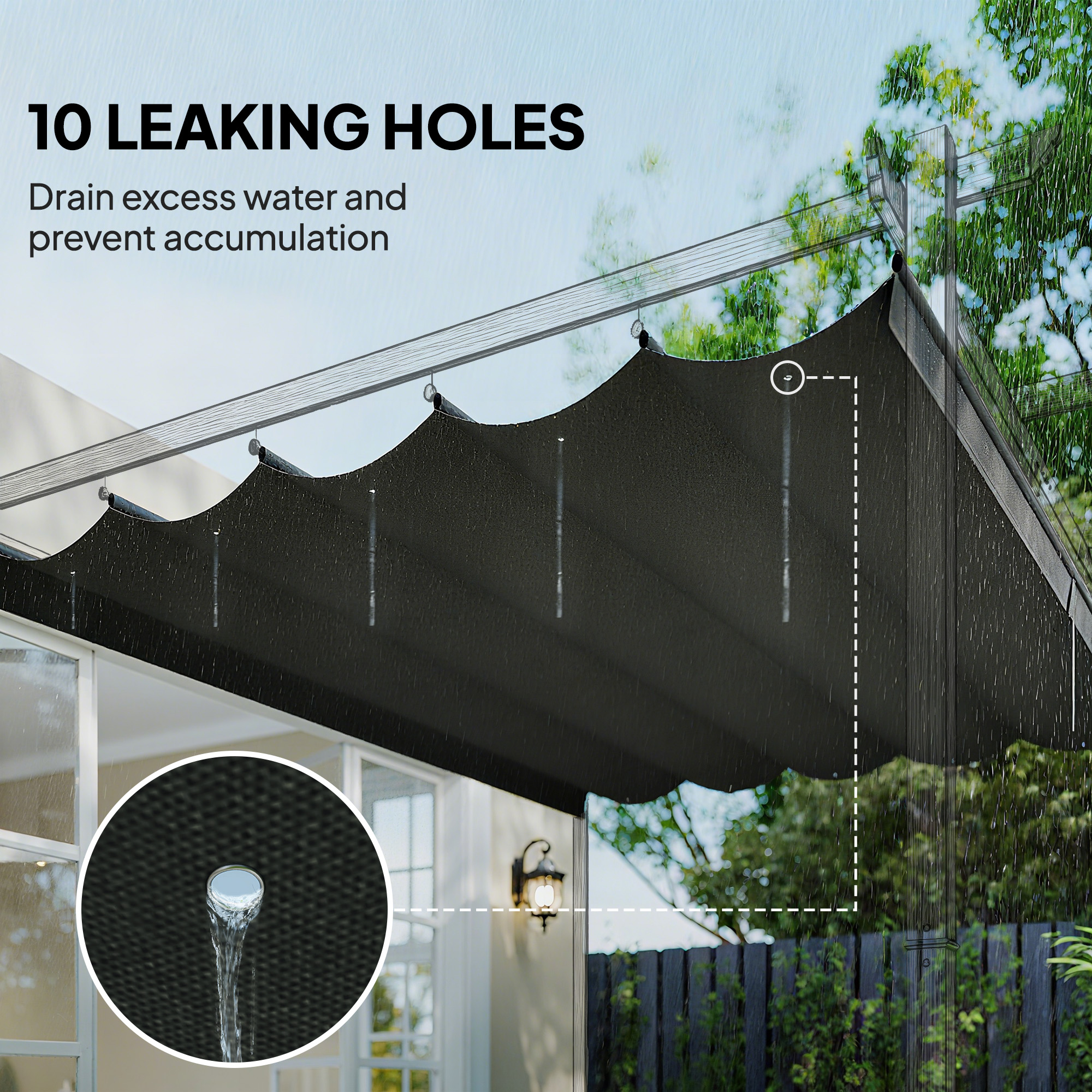 Retractable Pergola Cover,2.55 X 2.5 M Replacement Canopy Fabric For 3 X 3 M — image 5