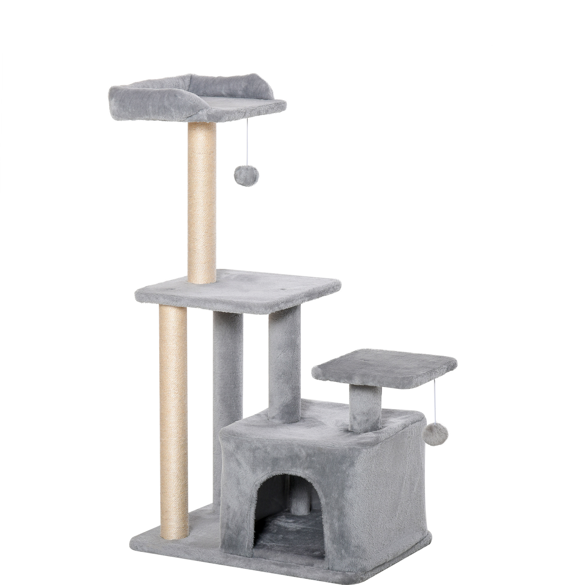 Cat Tree Tower For Indoor Cats 114cm Climbing Activity Centre Kitten With Sisal Scratching Post Perch Hanging Ball Condo Toy Light Grey detail photo 11