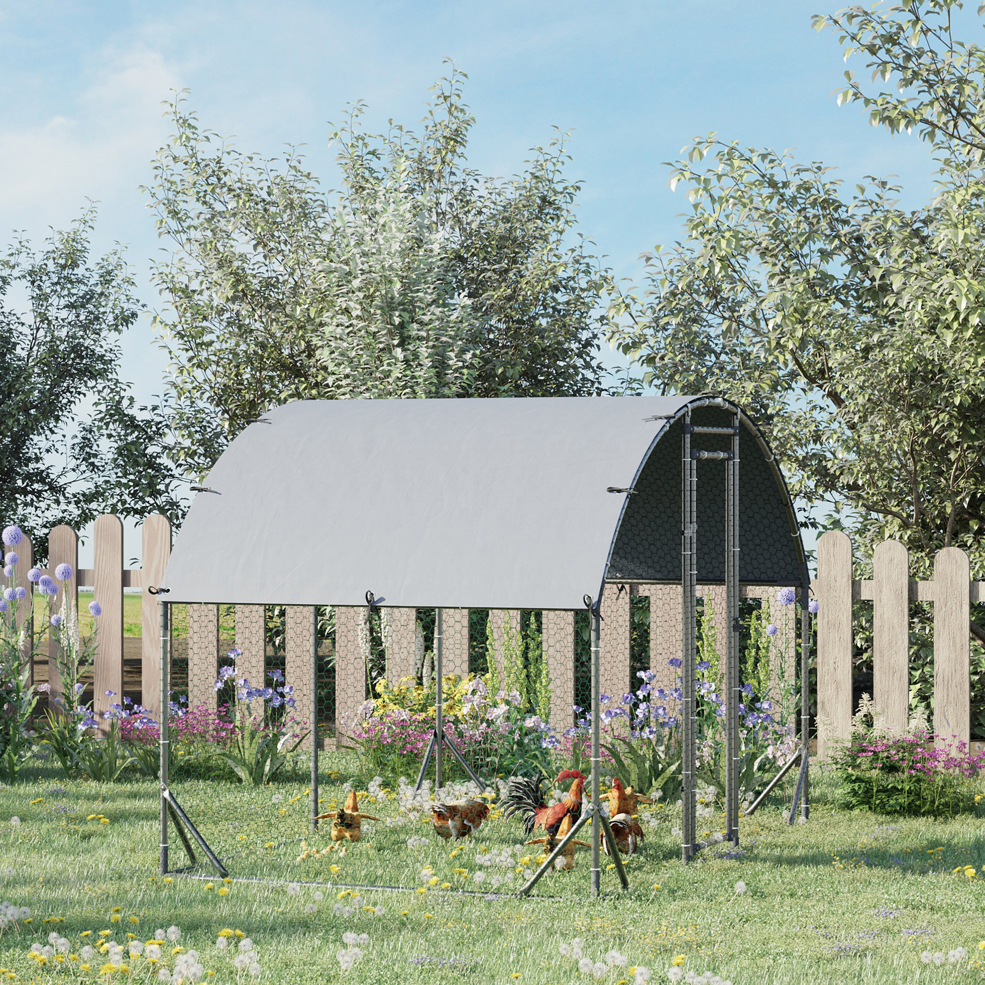 Walk In Chicken Run Galvanised Chicken Coop Hen Poultry House Cage Pet Playpen Garden With Water-Resist Cover,2.8 X 1.9 X 2m detail photo 10