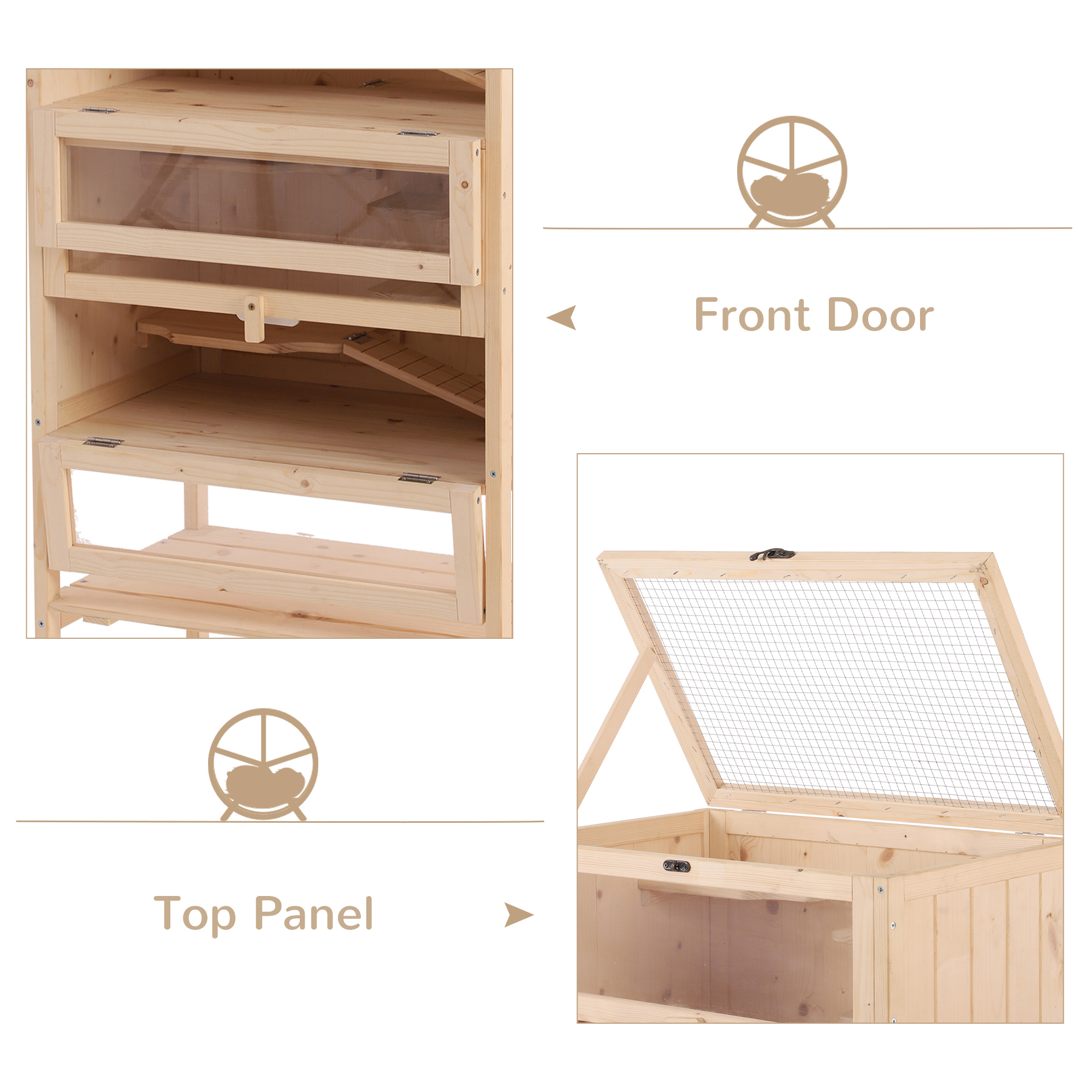 Wooden Large Hamster Cage,Gerbil Cage 4 Layers With Tall Bottom & Storage Shelf — image 4