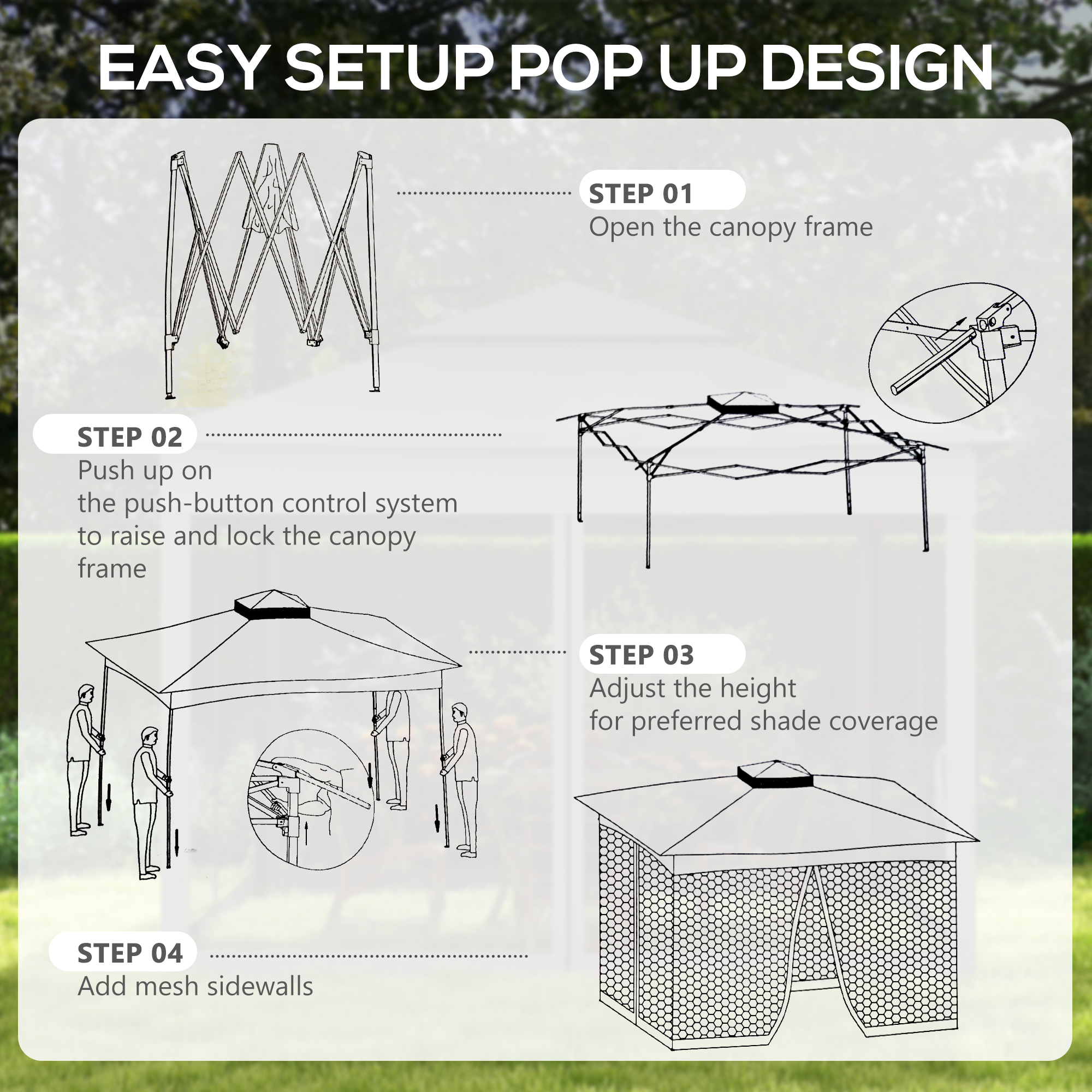 3 X 3(m) Pop Up Gazebo,Double-roof Garden Tent With Netting And Carry Bag,Party — image 4