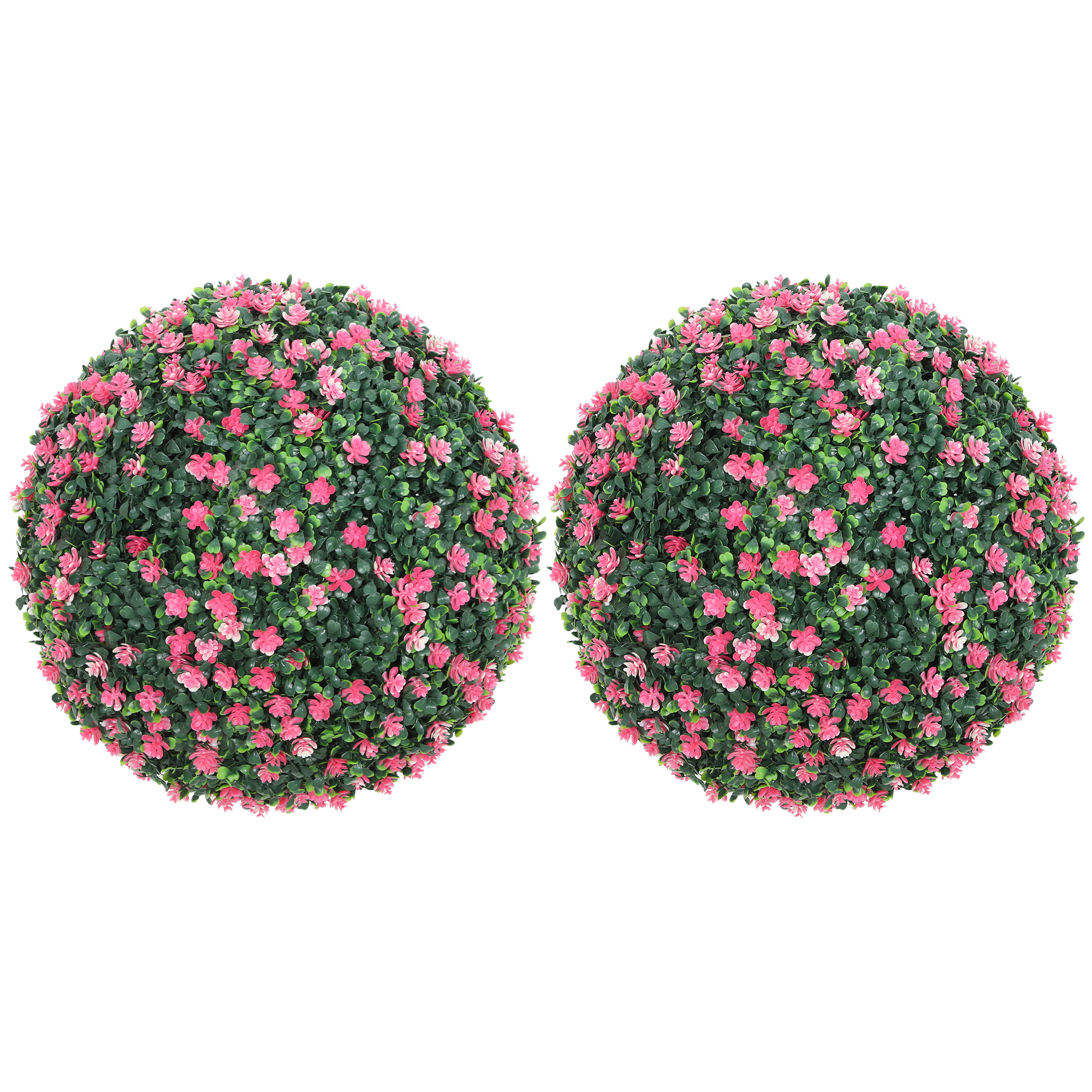 Set of two artificial boxwood balls plants-pink