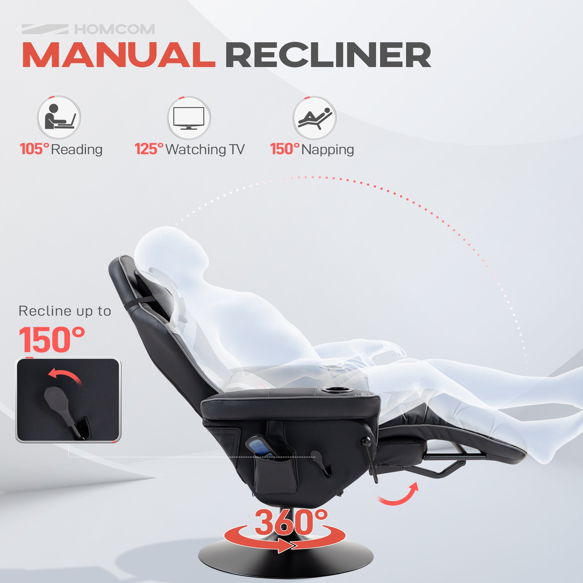 Massage Gaming Chair,Swivel Racing Video Recliner With Retractable — image 6