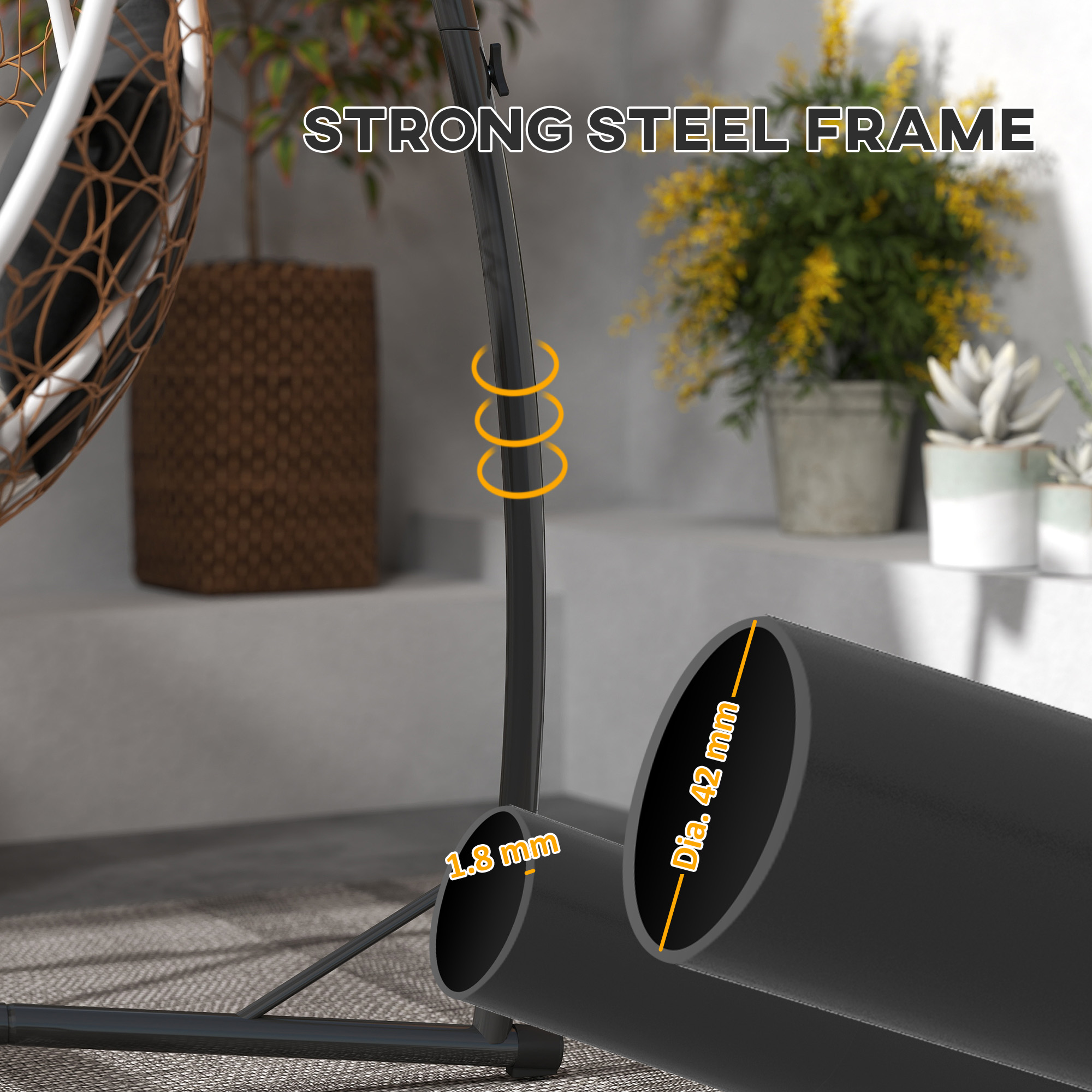 Hammock Chair Stand Only,Hanging With X-Shape Base,Heavy Duty Steel Single Egg — image 4