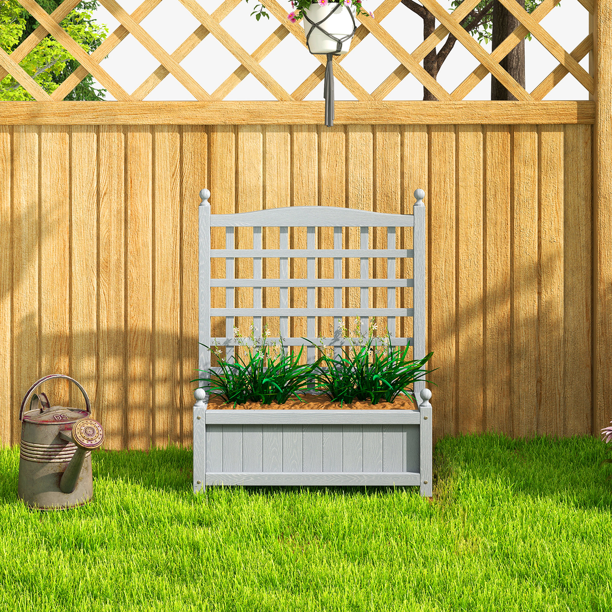 Garden planters with trellis for climbing vines,wood raised