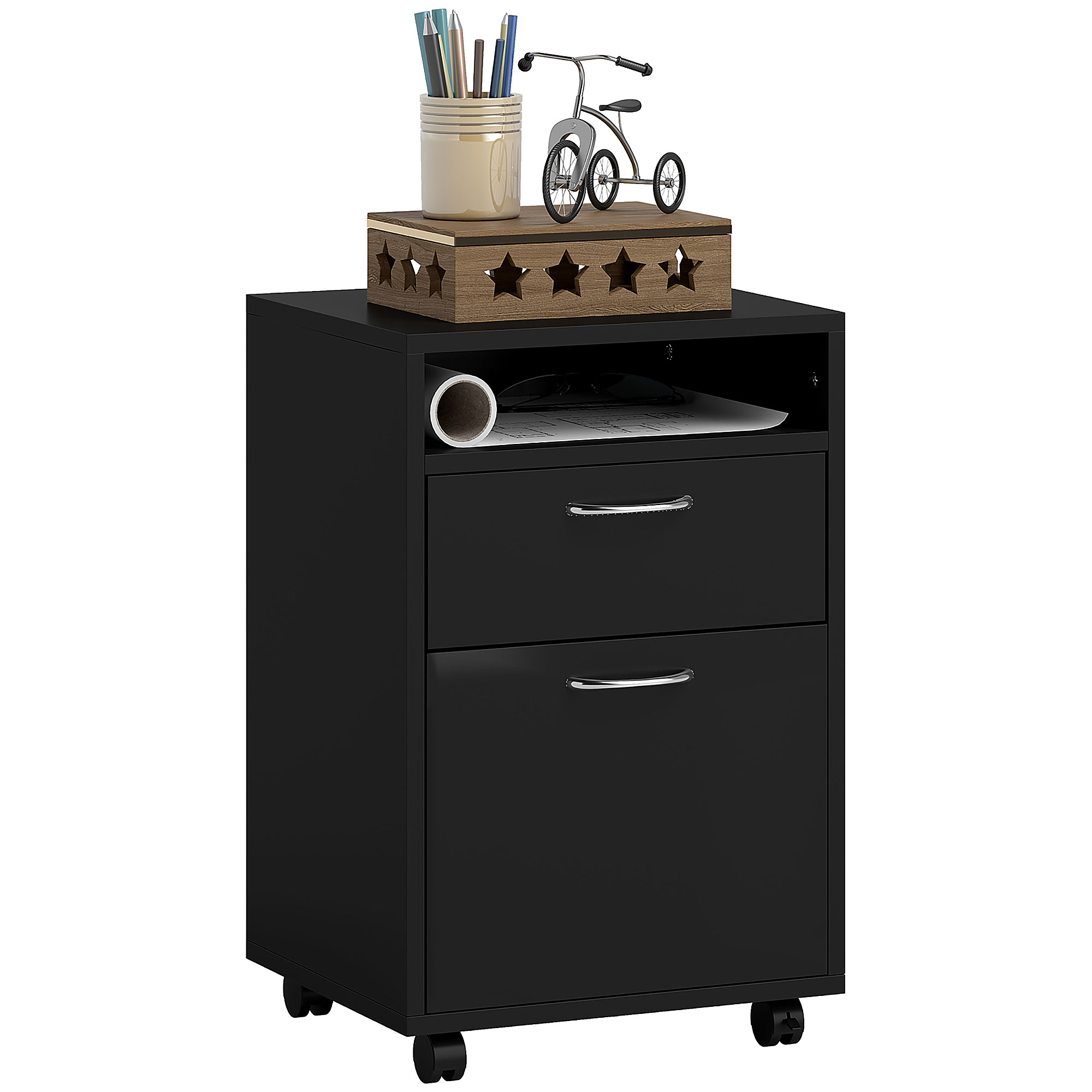 Filing Cabinet,Mobile File Cabinet With 2 Drawers,Office Home Organiser On — image 2