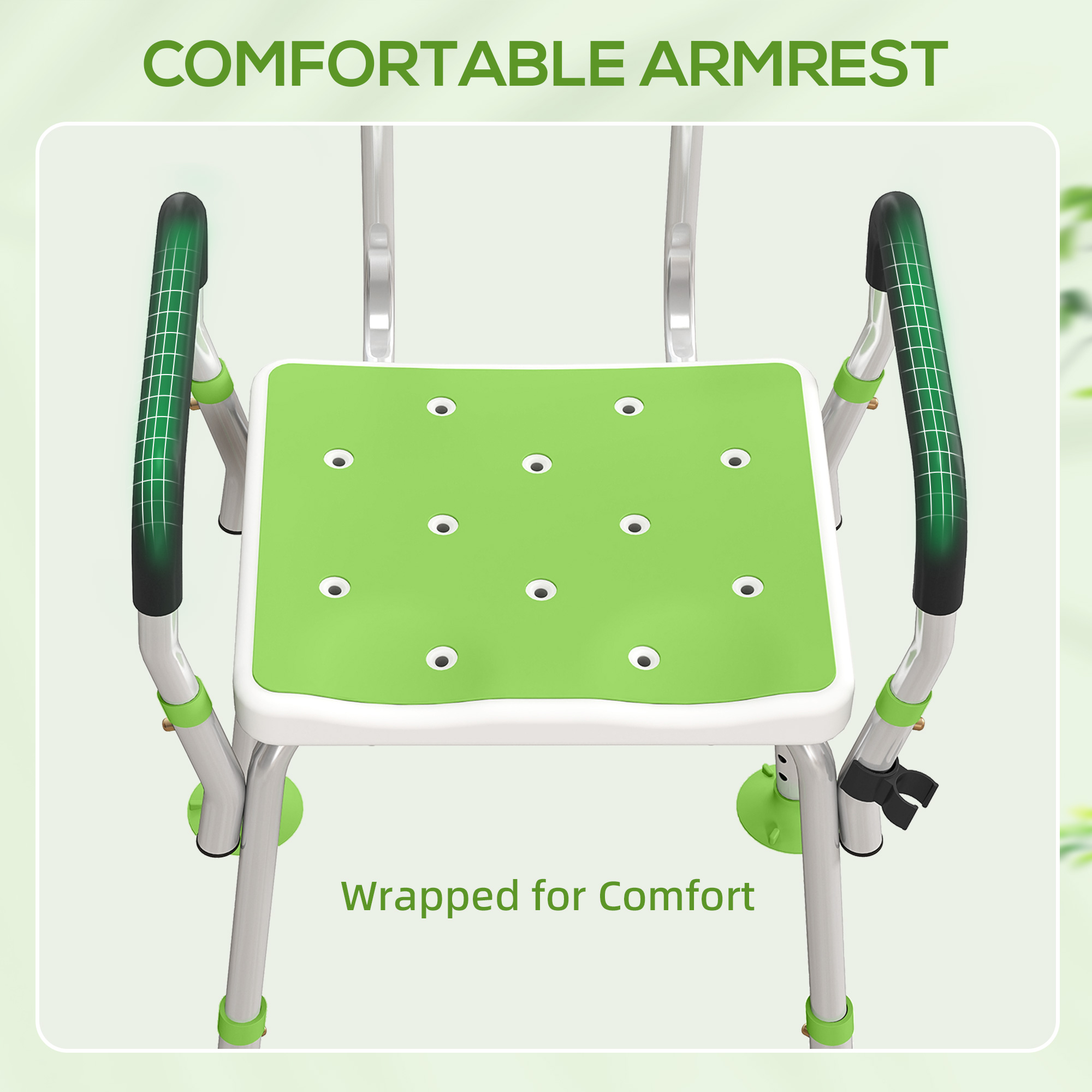 EVA Padded Shower Chair For The Elderly And Disabled,Height Adjustable Stool — image 4