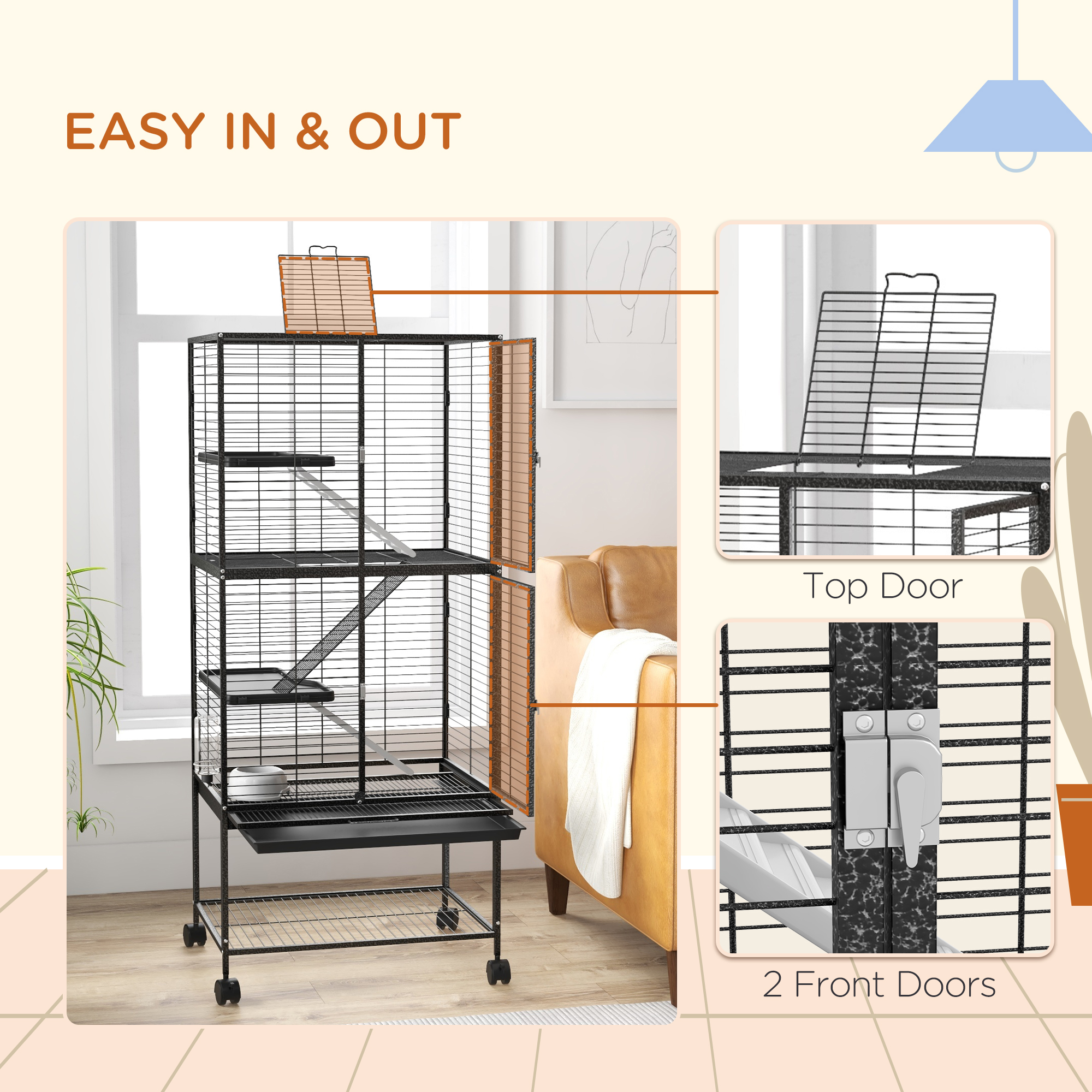 Rolling chinchilla cage,small animal cage for ferrets w/
