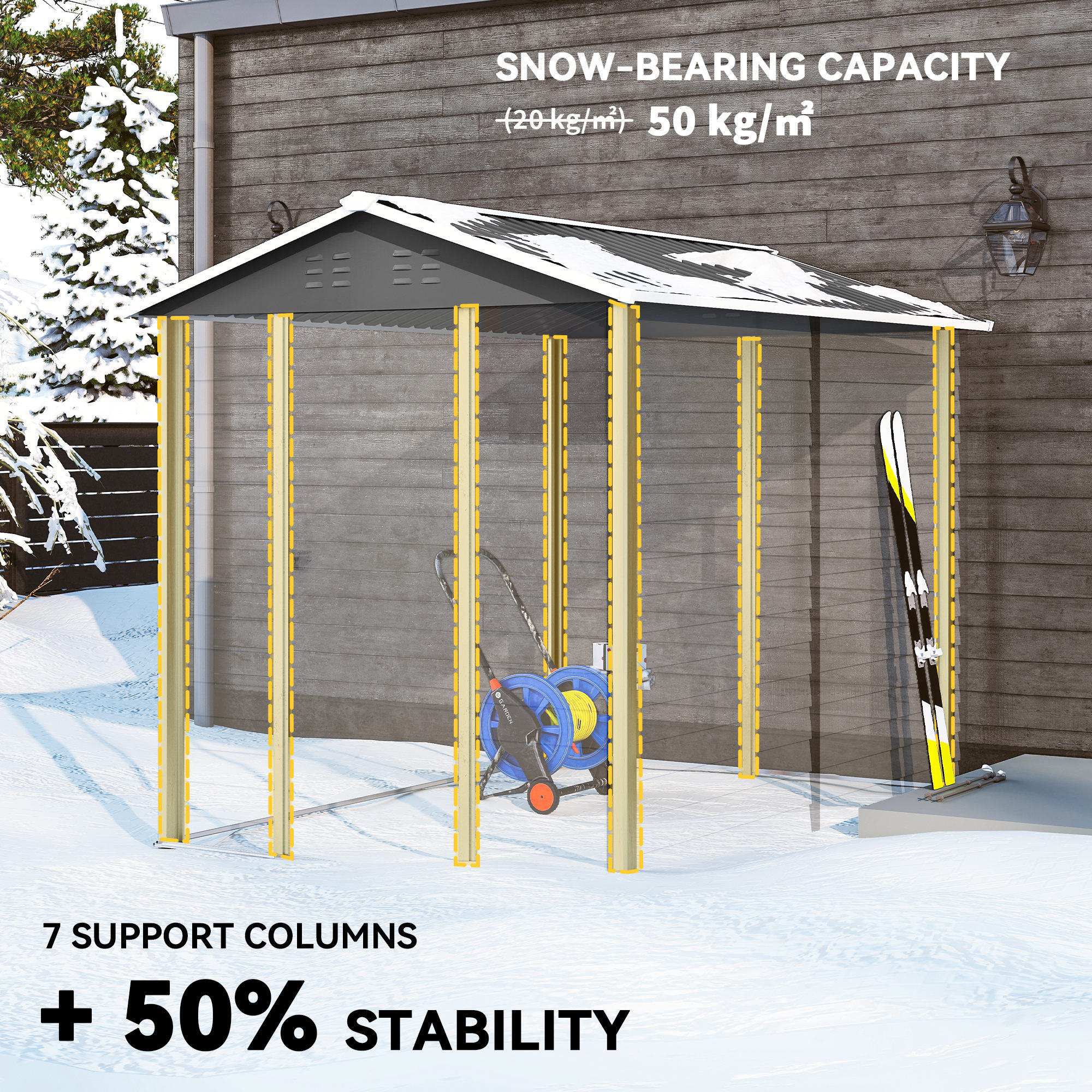 9x 6FT Metal Outdoor Garden Shed,Galvanised Tool Storage Shed W/ Sloped — image 3