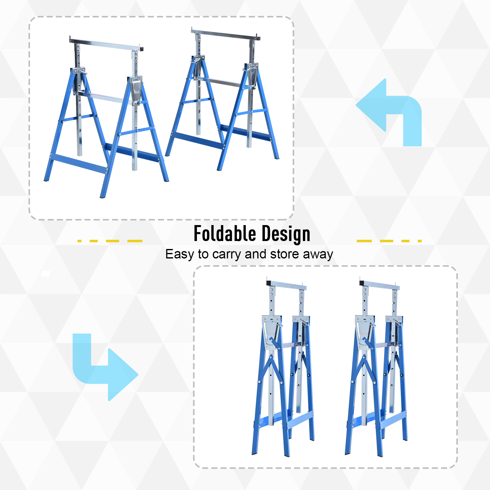 Set Of 2 Adjustable Telescopic Builders Trestle,DIY Steel Work Bench — image 4