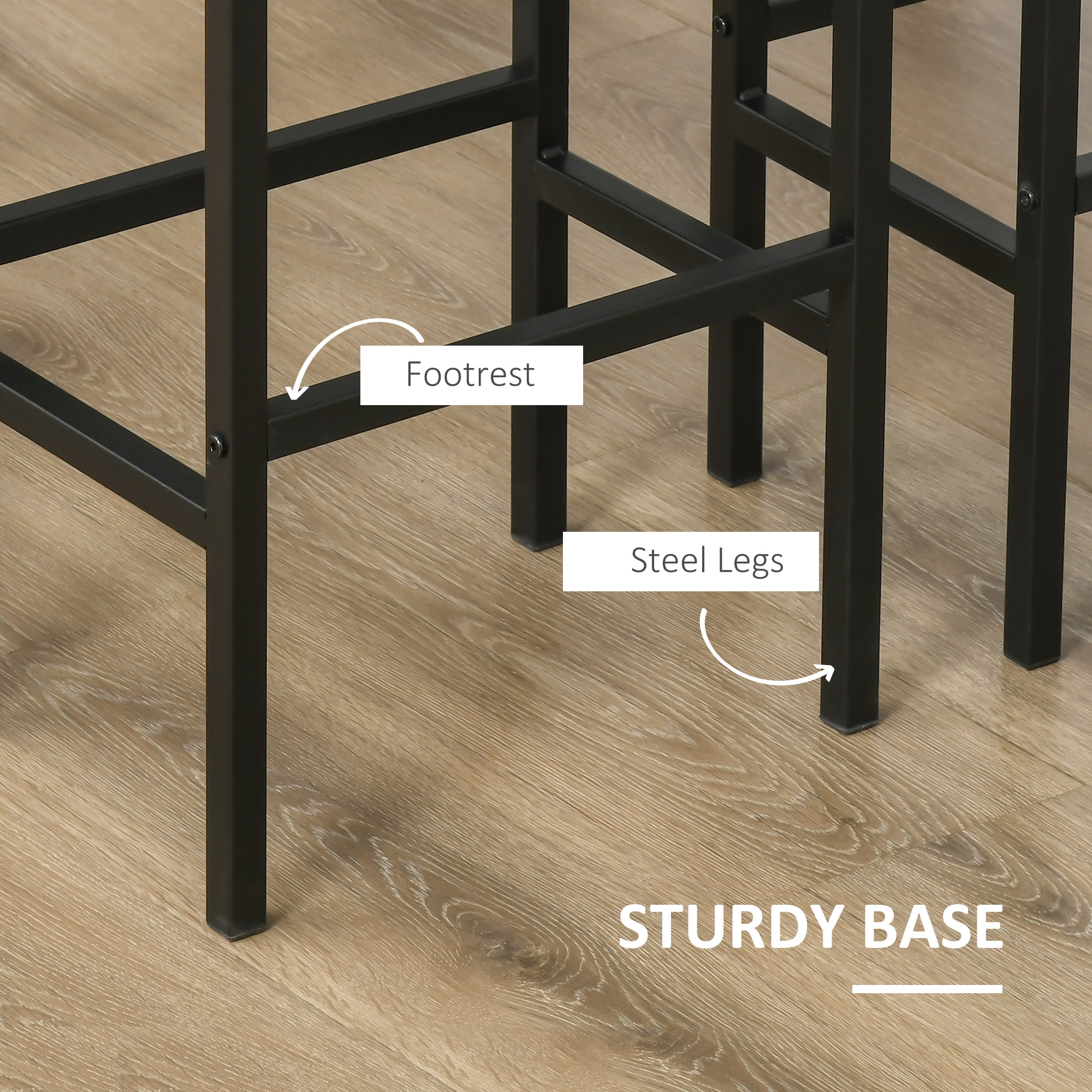 Industrial Bar Stools,Set Of 2 Kitchen Breakfast Chairs With Footrest,Counter — image 2