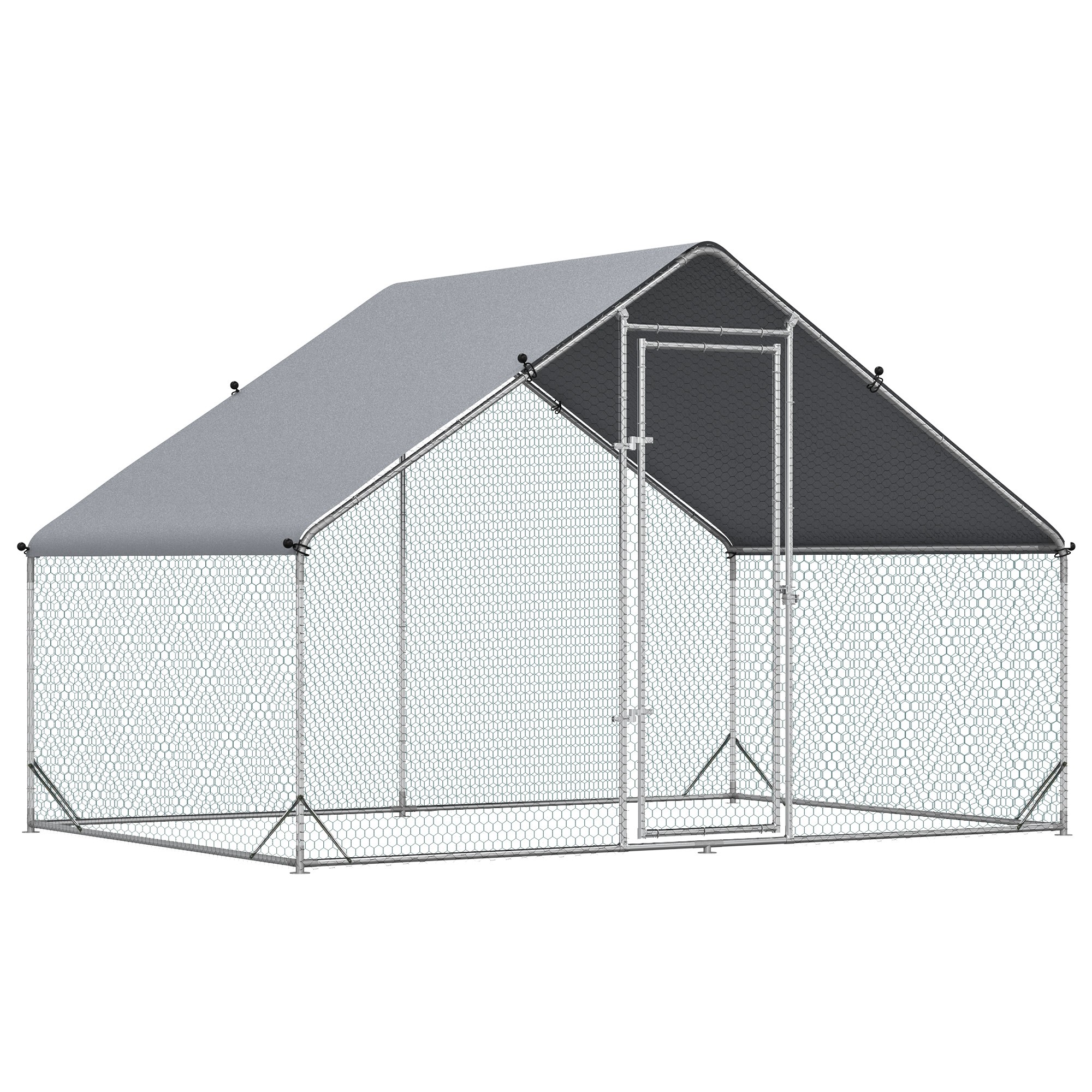 Chicken Run Galvanised Walk-in Coop Hen Poultry House Cage Rabbit Hutch Pet — image 6