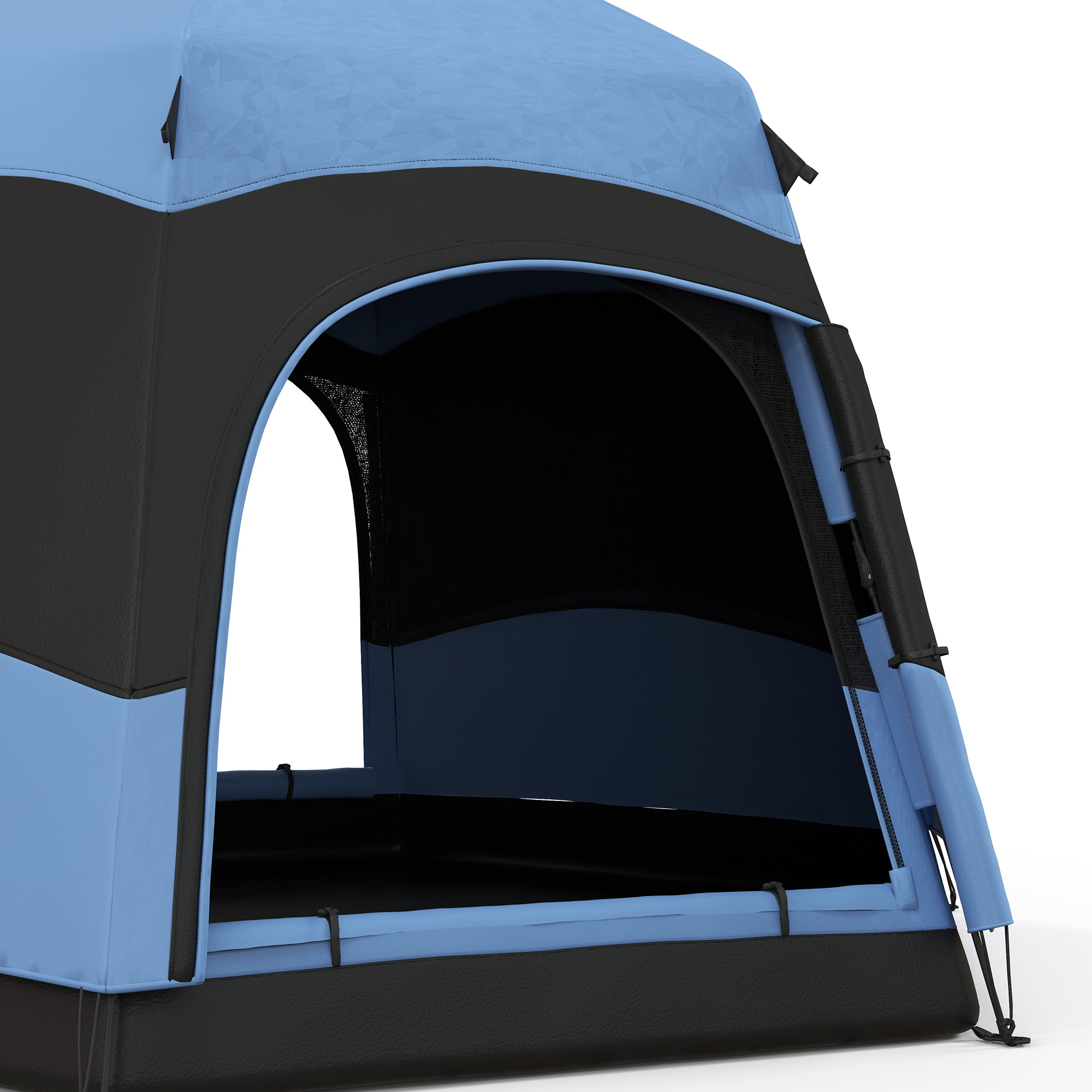 4 Man Hexagon Camping Tent With Hang Hook And Carry Bag-Blue Black