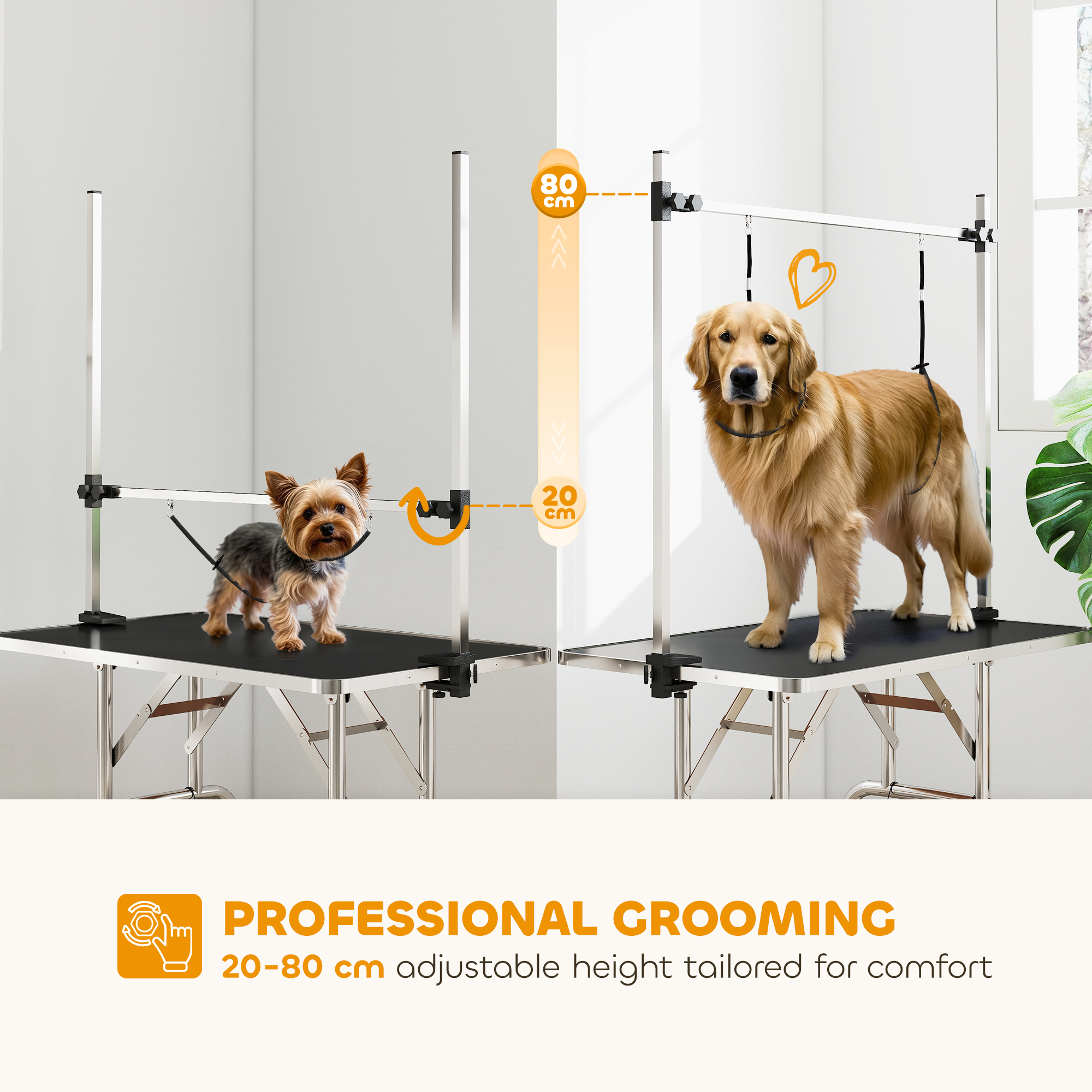 42" Dog Grooming Table,Adjustable Pet Cat Drying Beauty Table With 2 Loops — image 3