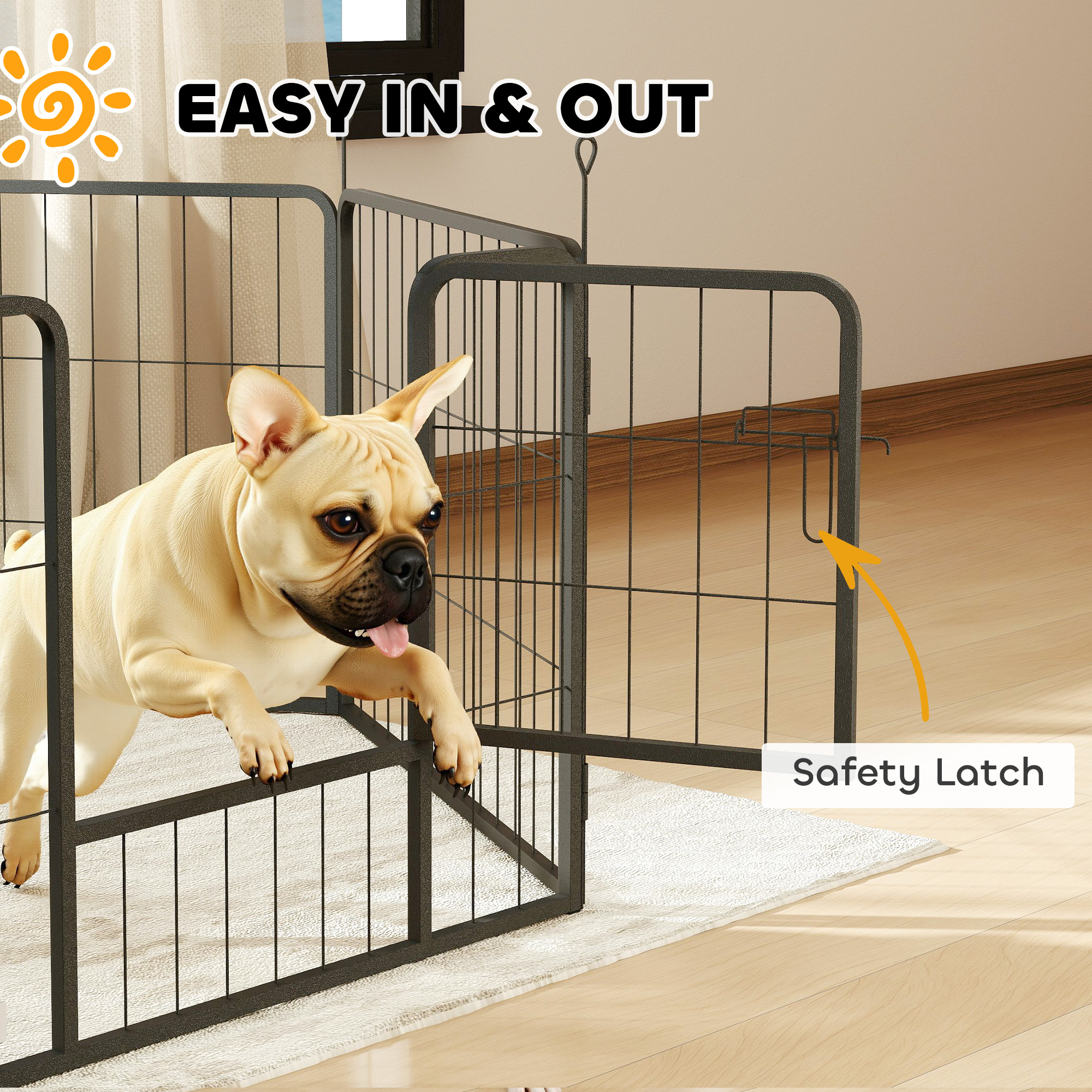 6 Panels Dog Playpen,Portable Detachable Puppy Pen With Door,for Small Dogs,60cm High,Grey detail photo 6