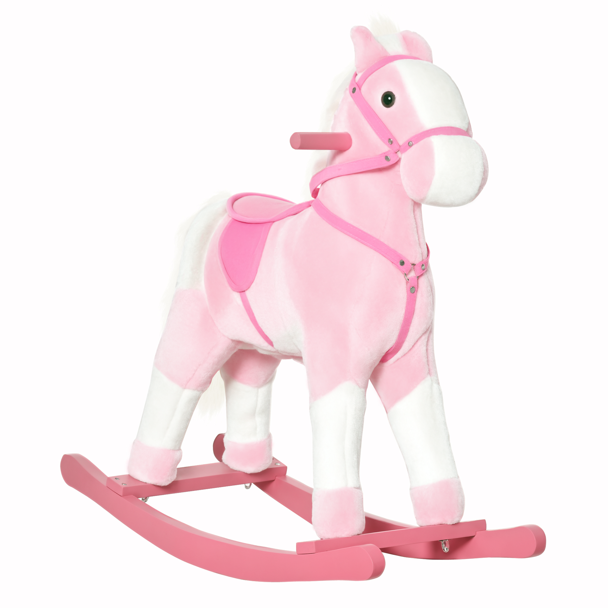 Baby Rocking Horse Plush Ride On Animals Rocker With Sound Handle Grip For Kids — image 5