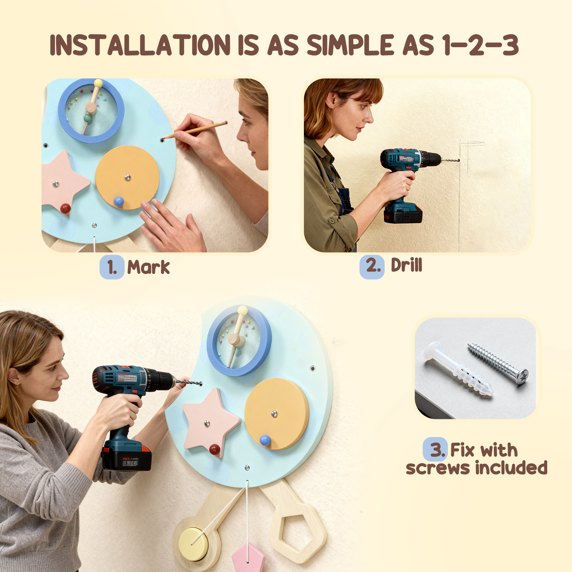 Caterpillar Busy Board With 7 Activities,for Nursery,Playroom,Home,for 3+ Years — image 3