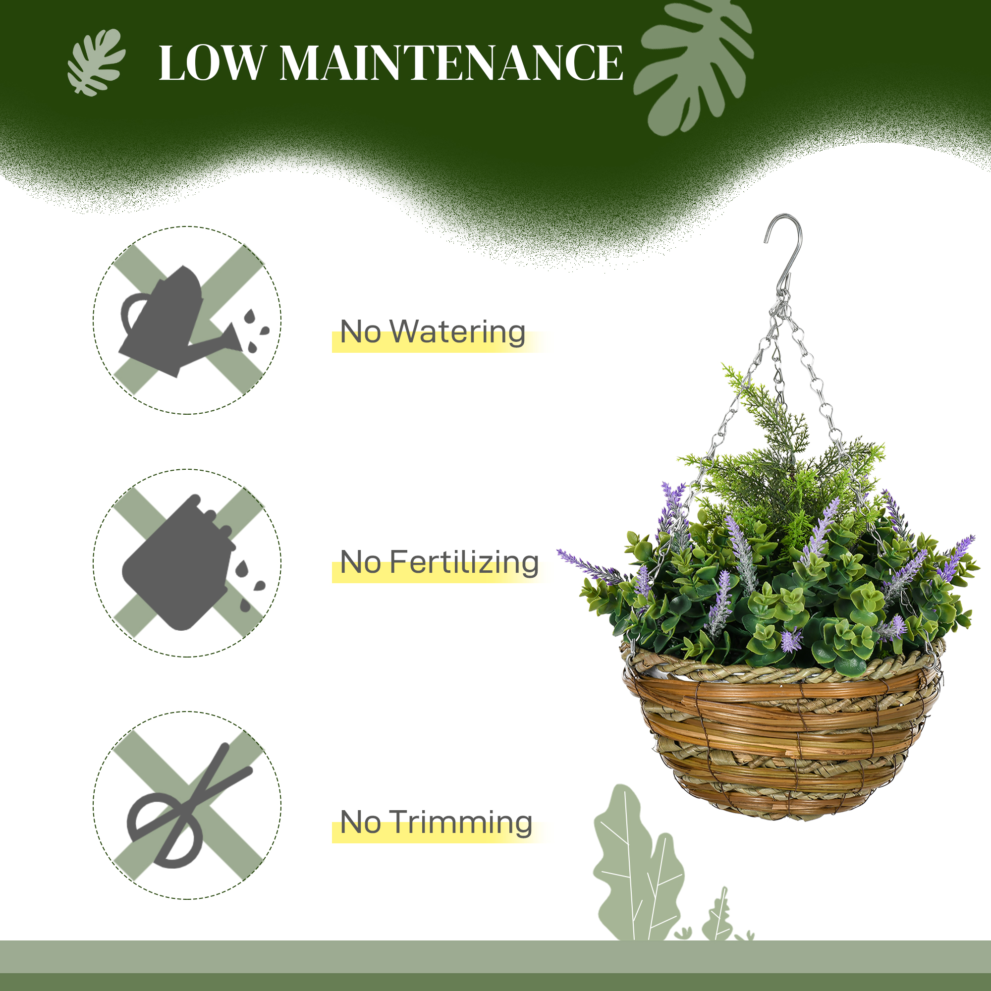 Set Of Two Artificial Hanging Lavender Flower Pots-Purple — image 3