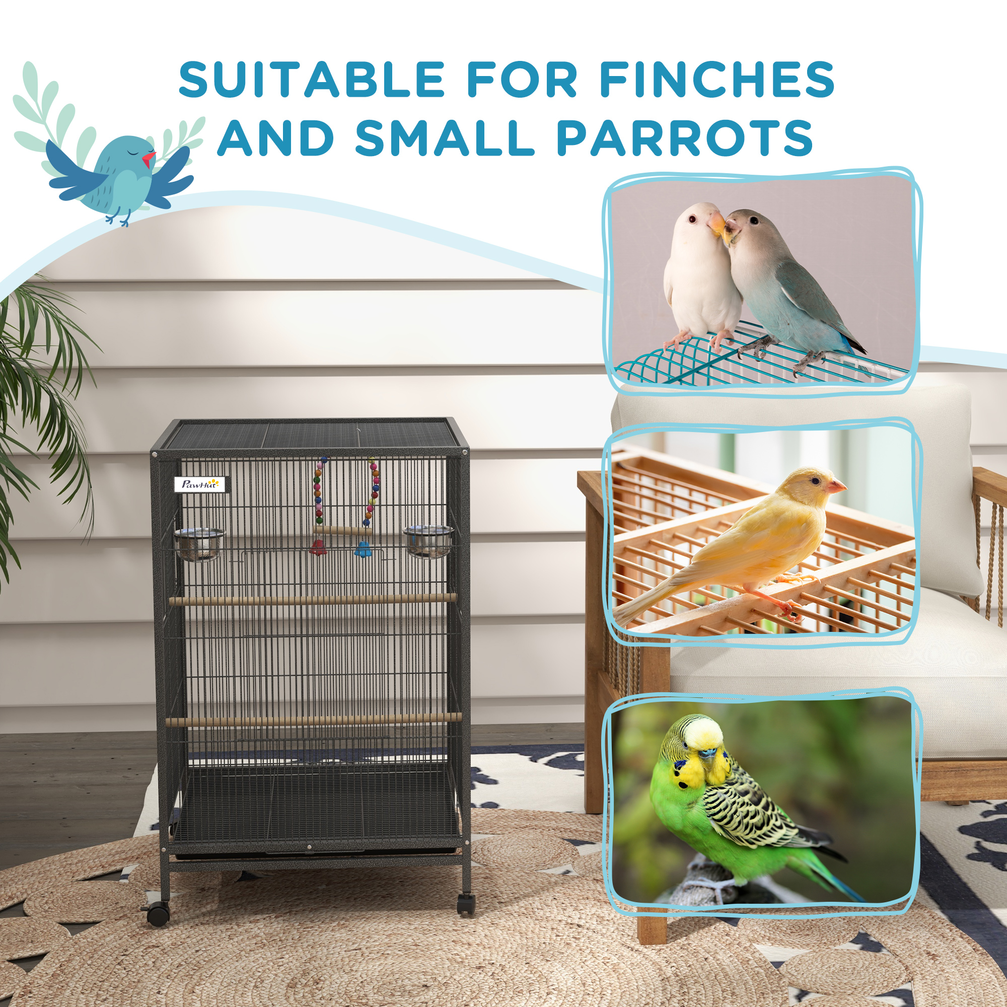 Bird Cage,Budgie Cage,with Rolling Stand,for Small
