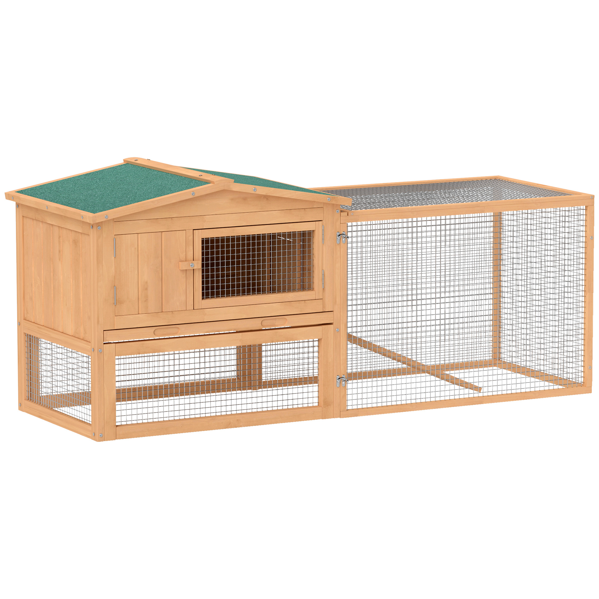 Wooden Rabbit Hutch Guinea Pig House 2 Tier With Run For Outdoor Garden — image 3