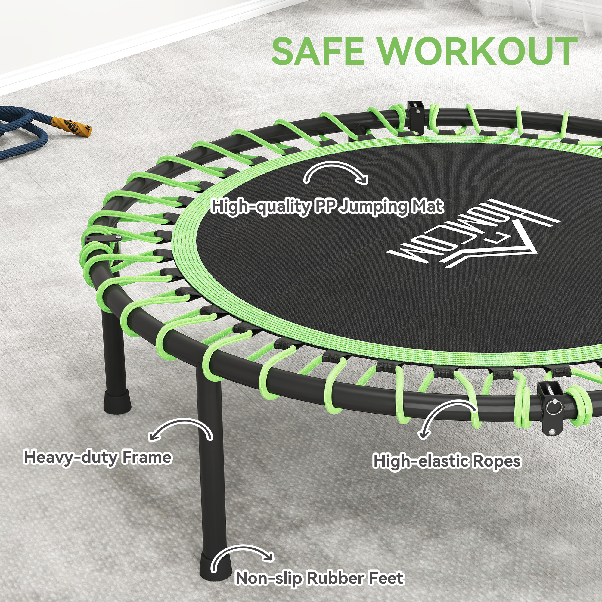 Mini Round Steel Frame Trampoline W/ Adjustable Handle,Green — image 4