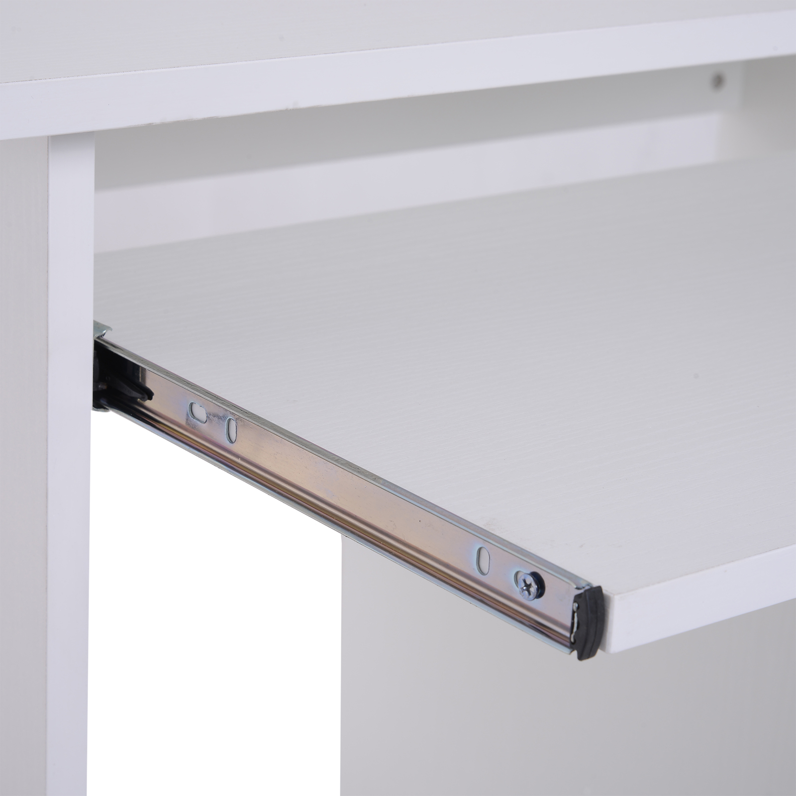 Compact Small Computer Table Wooden Desk Keyboard Tray Storage Shelf Modern — image 2