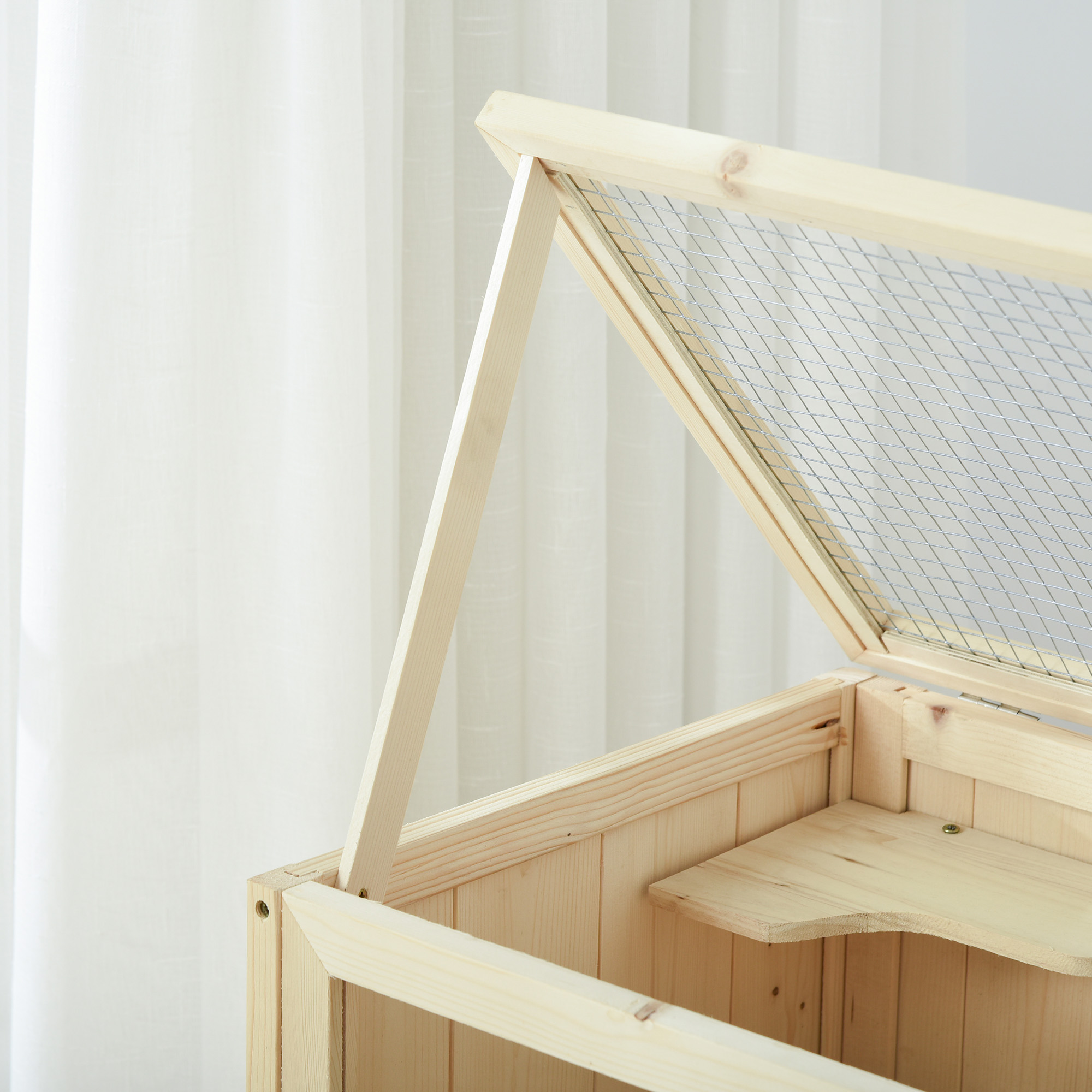 Wooden Hamster Cage With Storage Shelf,Small Animal Exercise Play House With Openable Top,Ramp For Gerbils,Drawf Hamsters,60 X 40 X 80 Cm-Natural detail photo 2