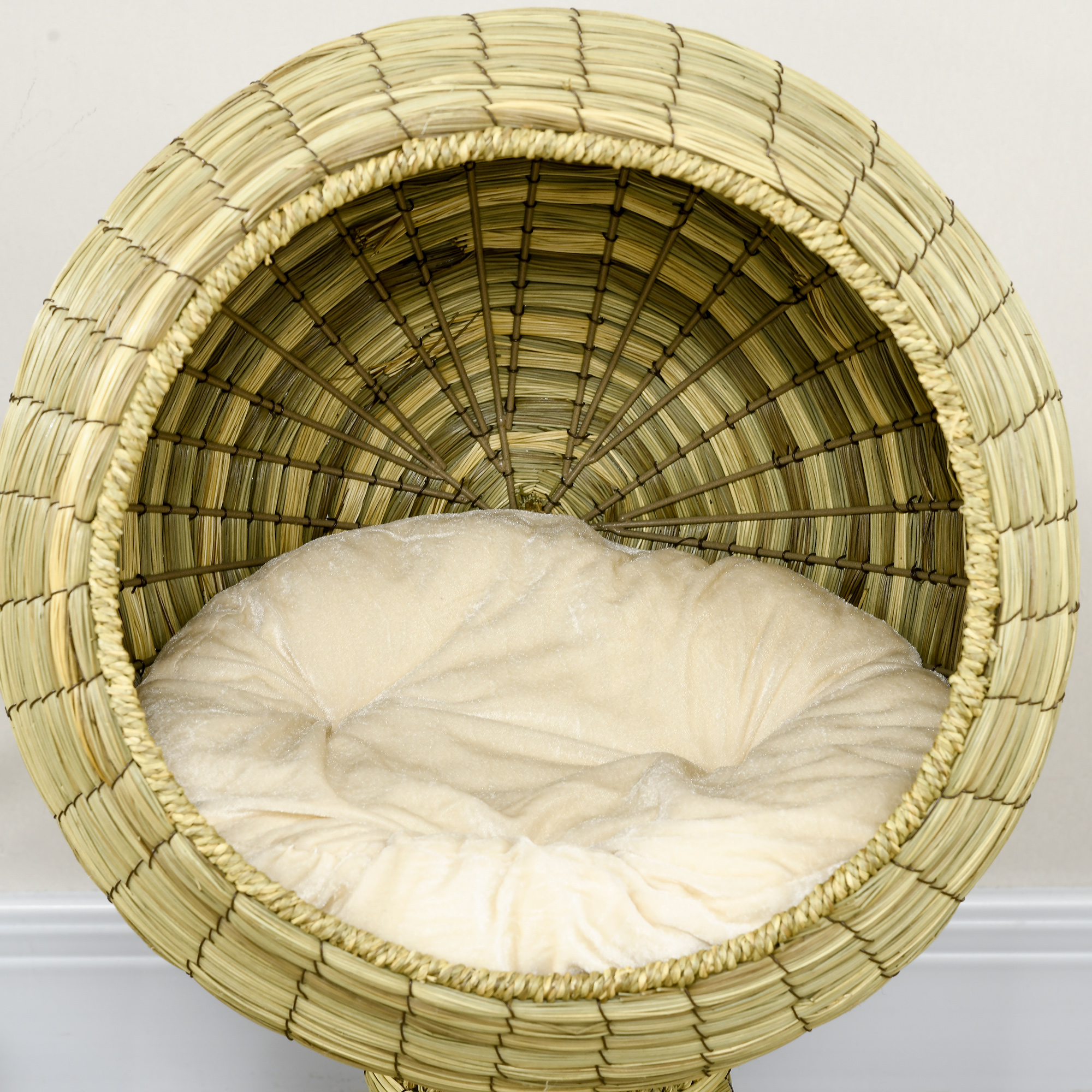 Raised Detachable Cat House,Natural Mat Grass Bed,with Cushion — image 5