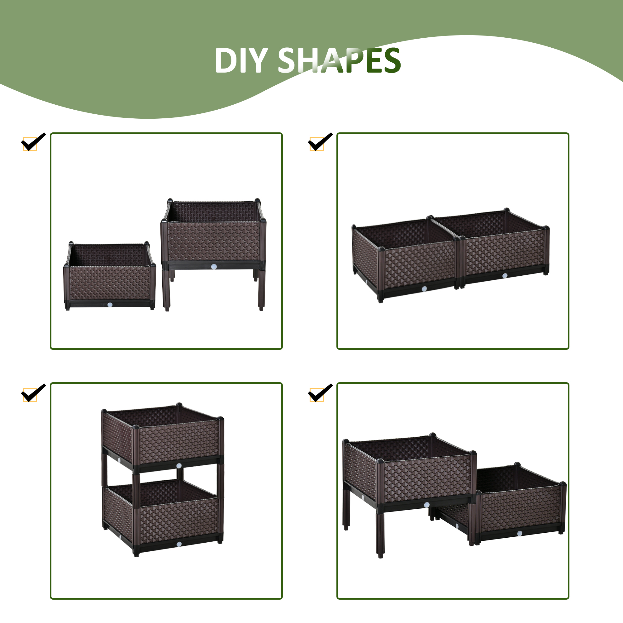 50cm X X 46.5cm Set Of 2 41L Plastic Raised Garden Bed,Planter Box,Flower — image 2