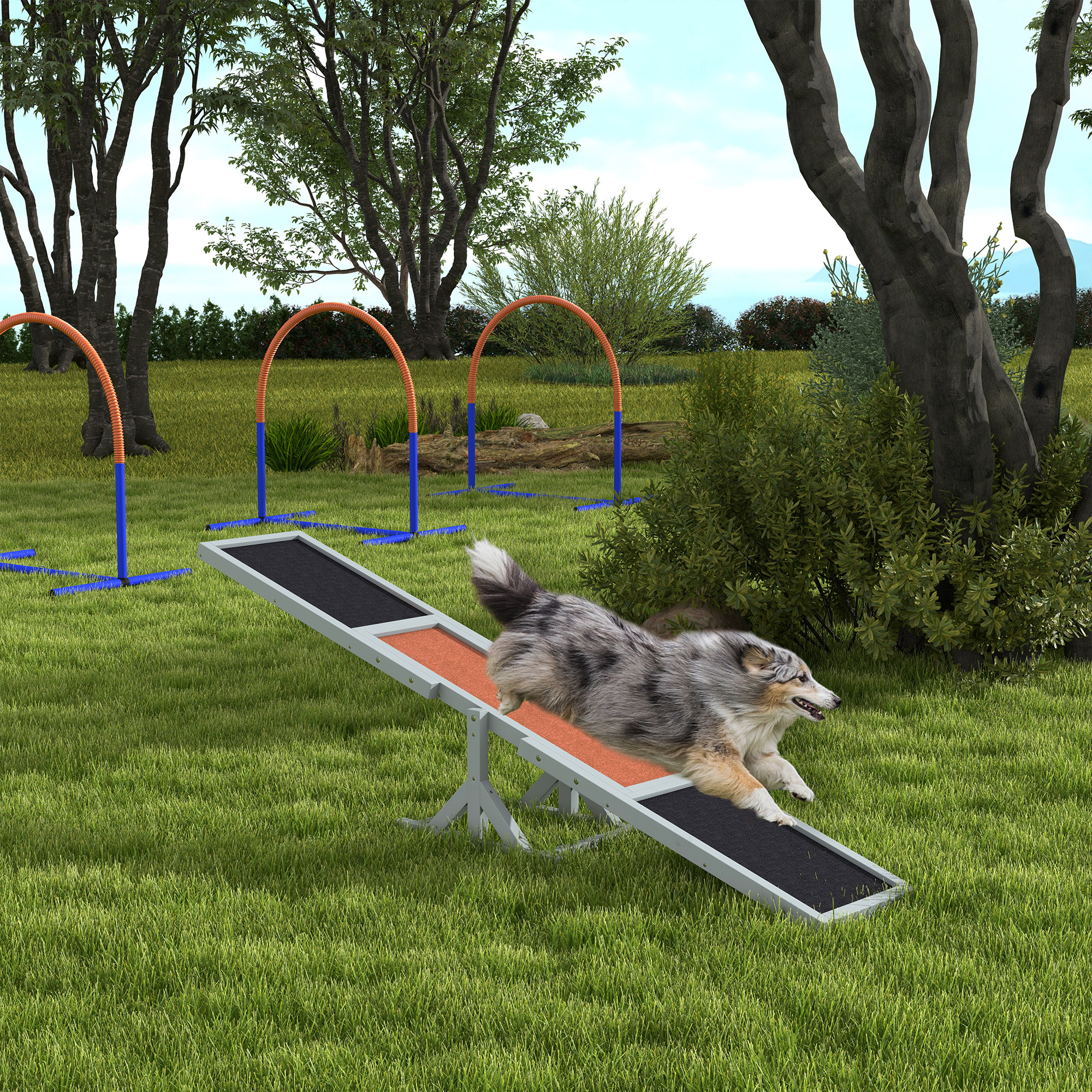 Wooden Pet Seesaw For Big Dogs,Dog Agility Equipment With Anti-Slip Surface-Grey detail photo 2