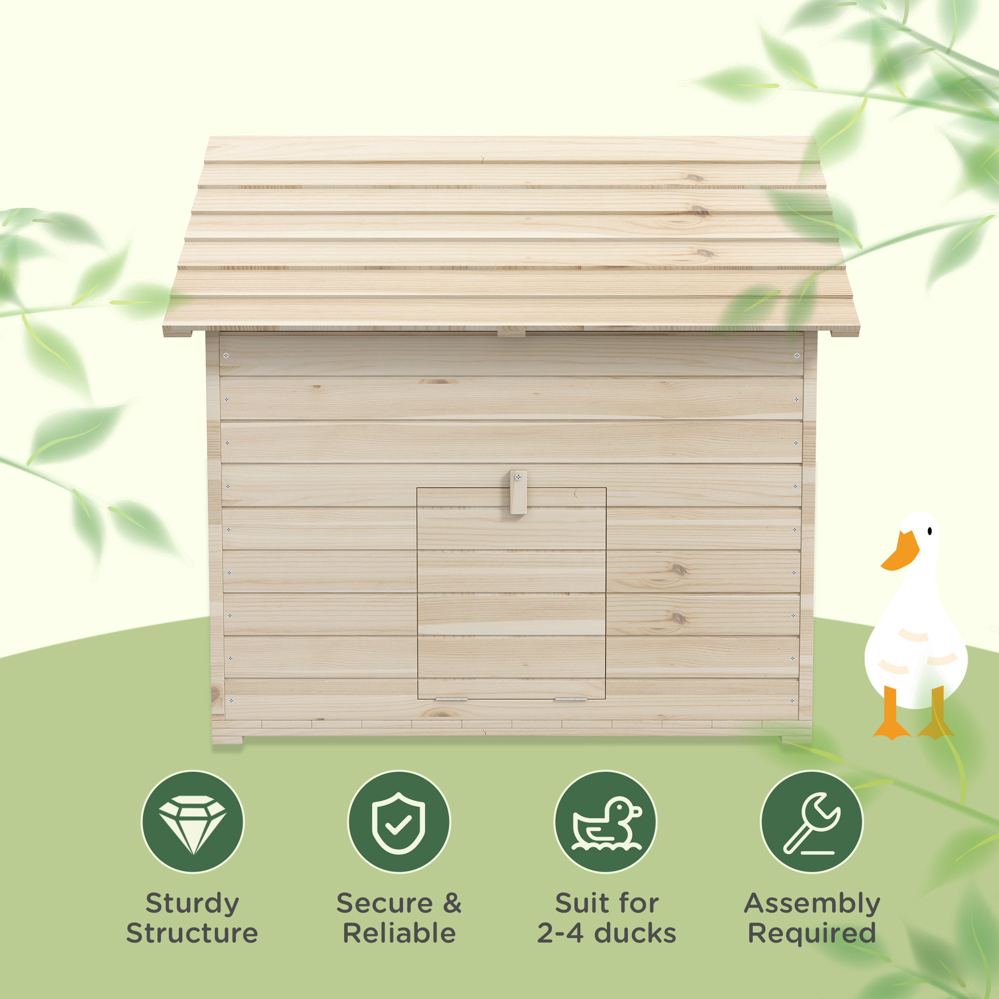 Wooden Duck House Poultry Coop For 2-4 Ducks With Openable Roof Raised Feet Air — image 3