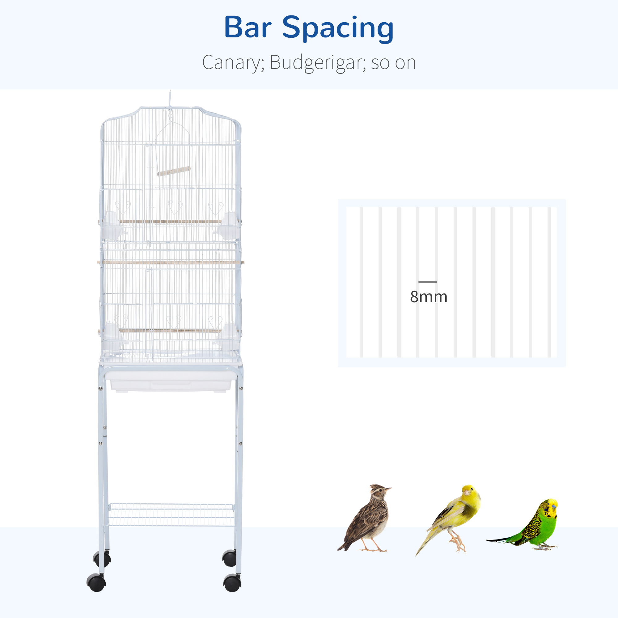 Bird Cage Budgie Cages For Finch Canary Parakeet With Stand Wheels Slide-out — image 5