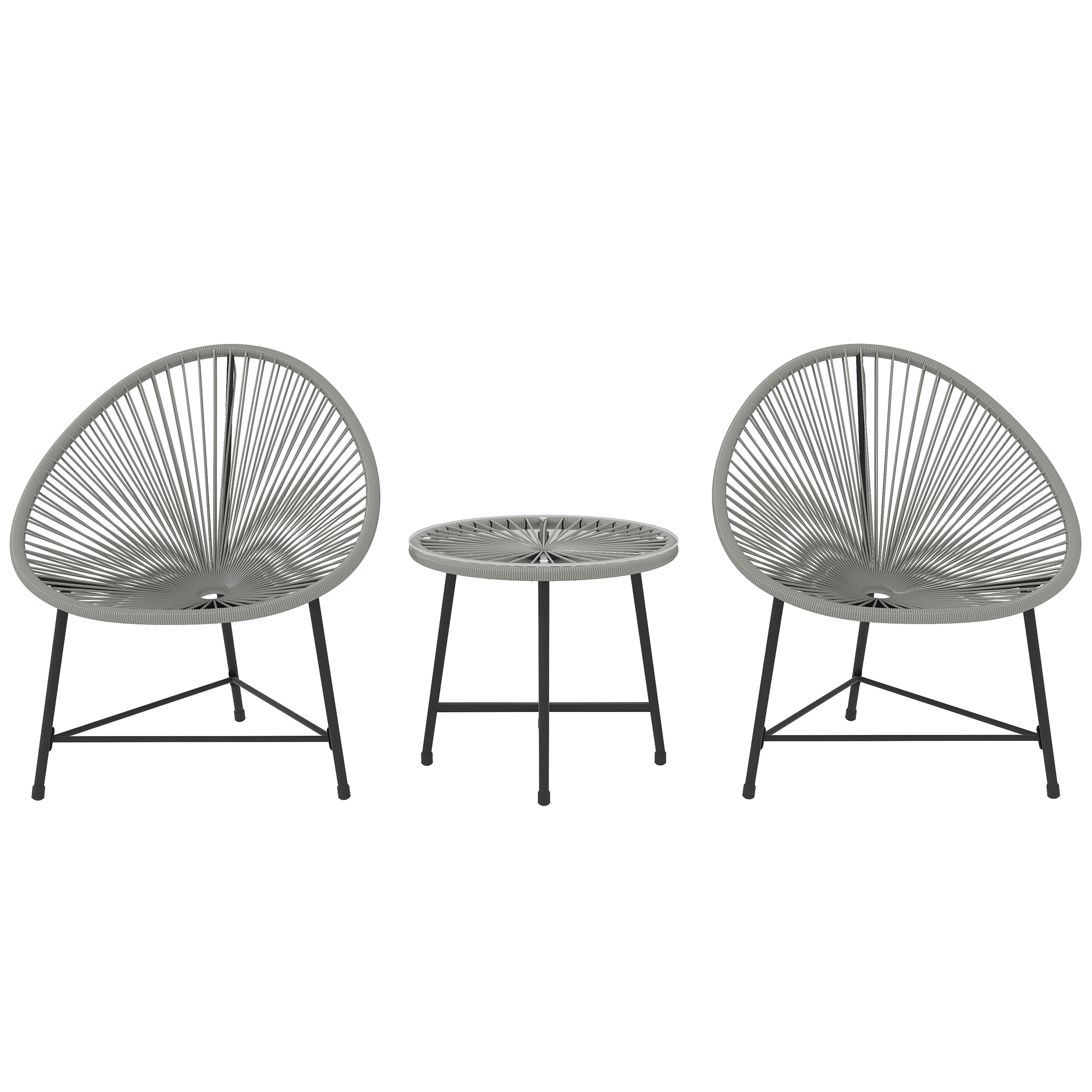 3 Pieces Rattan Bistro Set,Garden Set With Acapulco Chairs And Glass Top — image 4