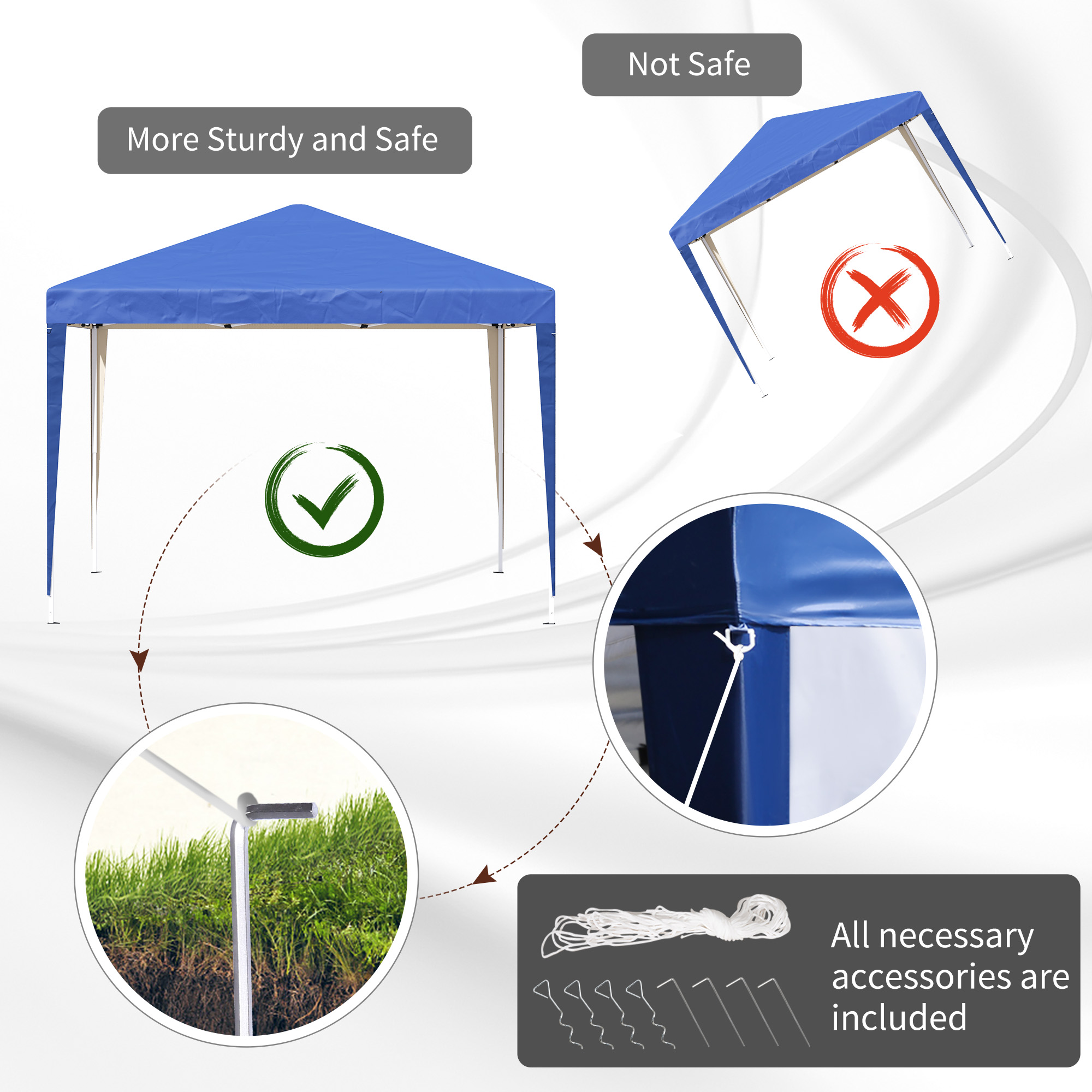 3 X 3M Garden Pop Up Gazebo Height Adjustable Marquee Party Tent Wedding Canopy