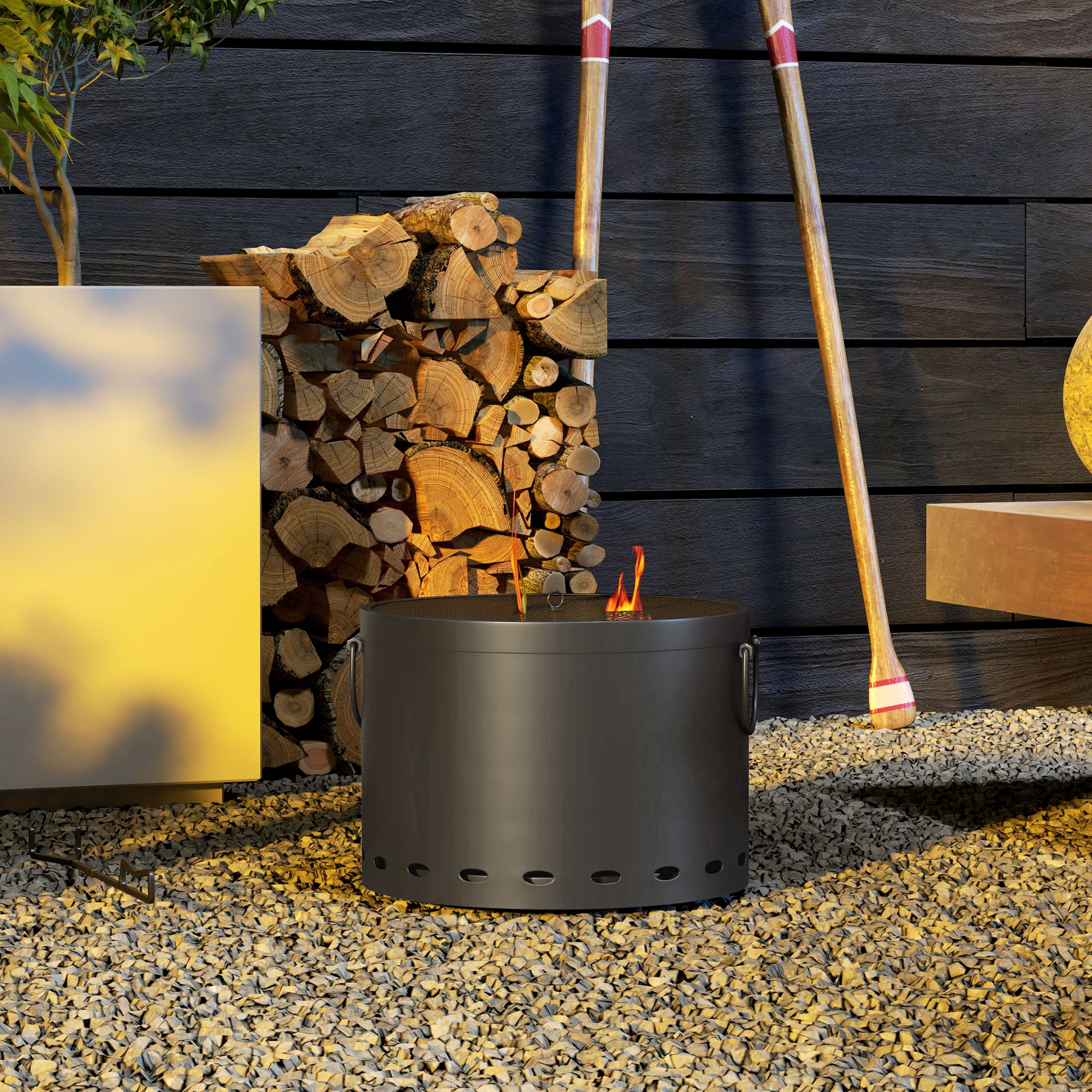 Smokeless Fire Pit,38cm Wood Burning Firepit With Spark