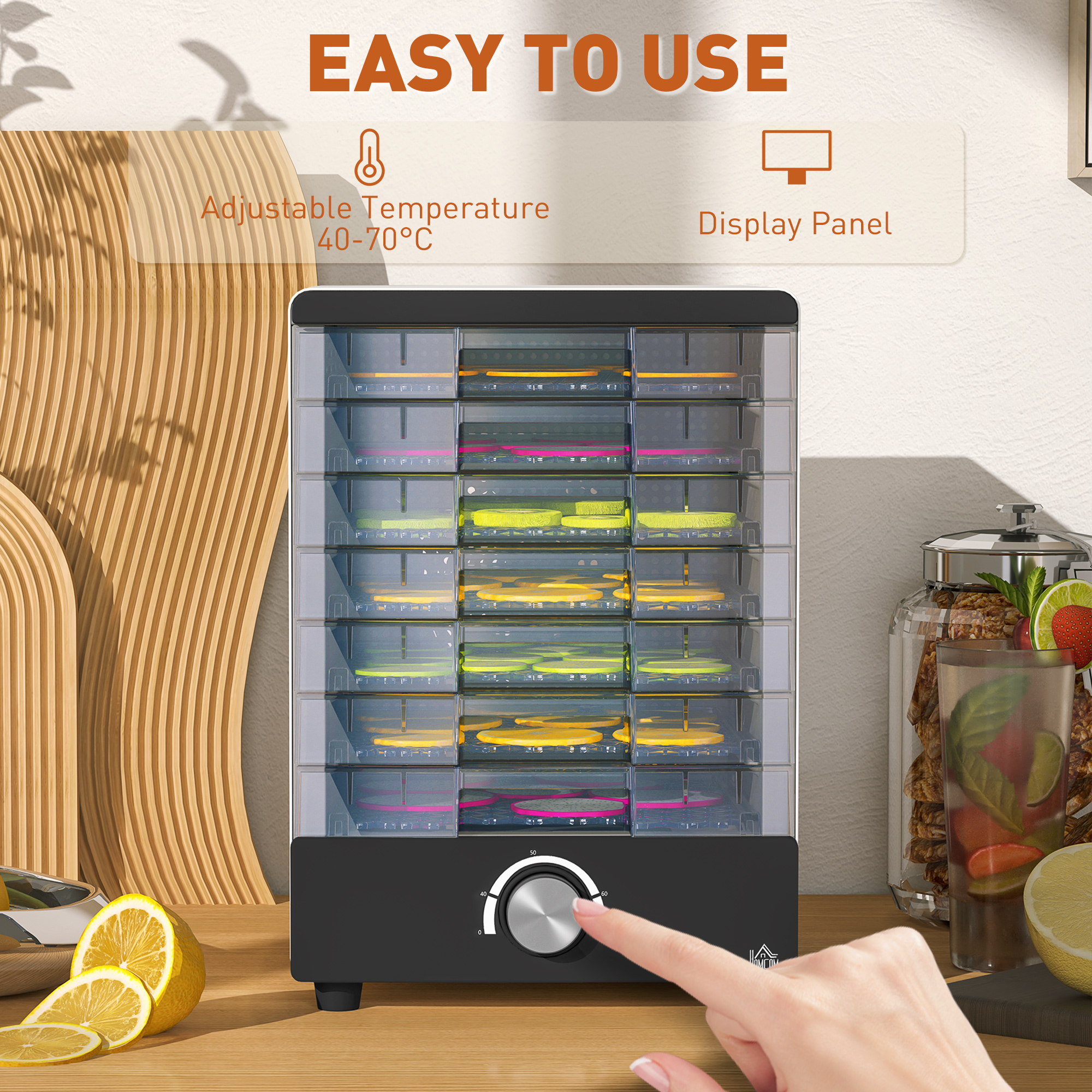 Seven tray,40-70â°c food dehydrator-white