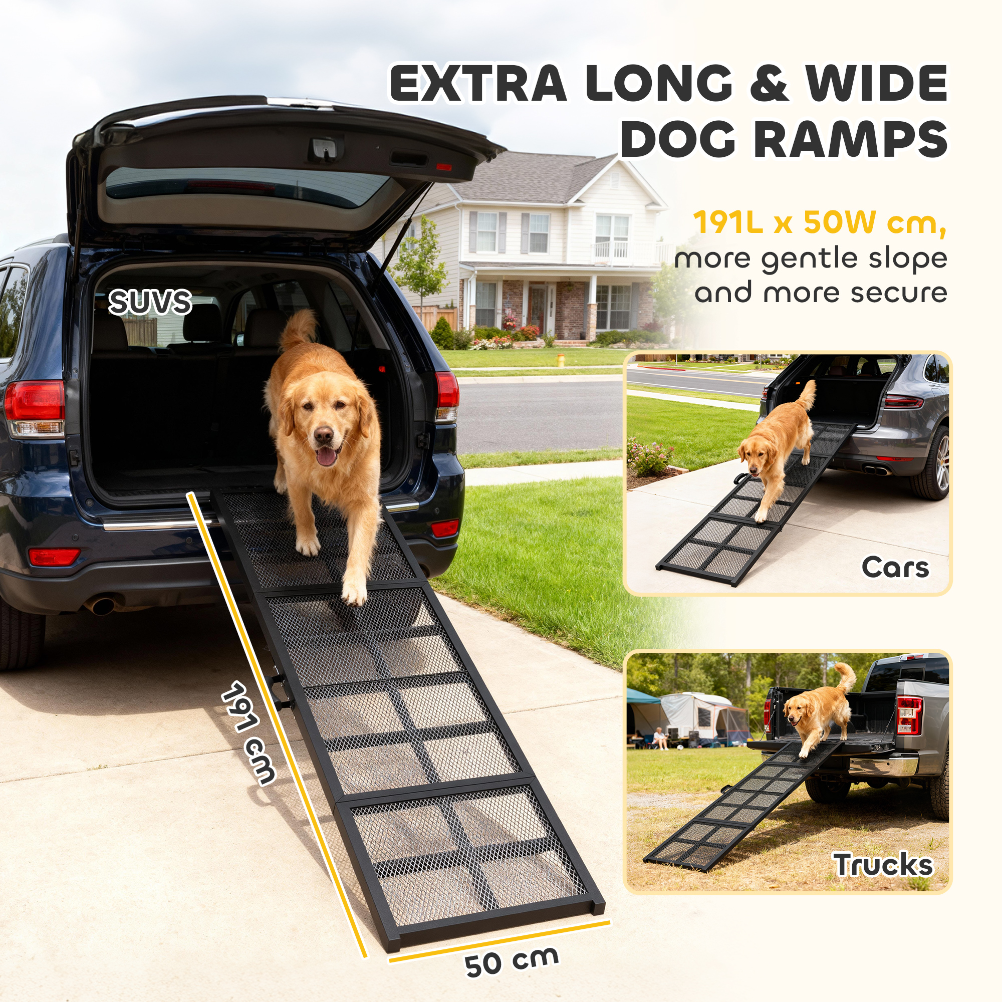 191 X 50cm Dog Ramp For Car,Extra Long Pet Stairs With Non-Slip Surface,for Large Dogs,Black detail photo 7
