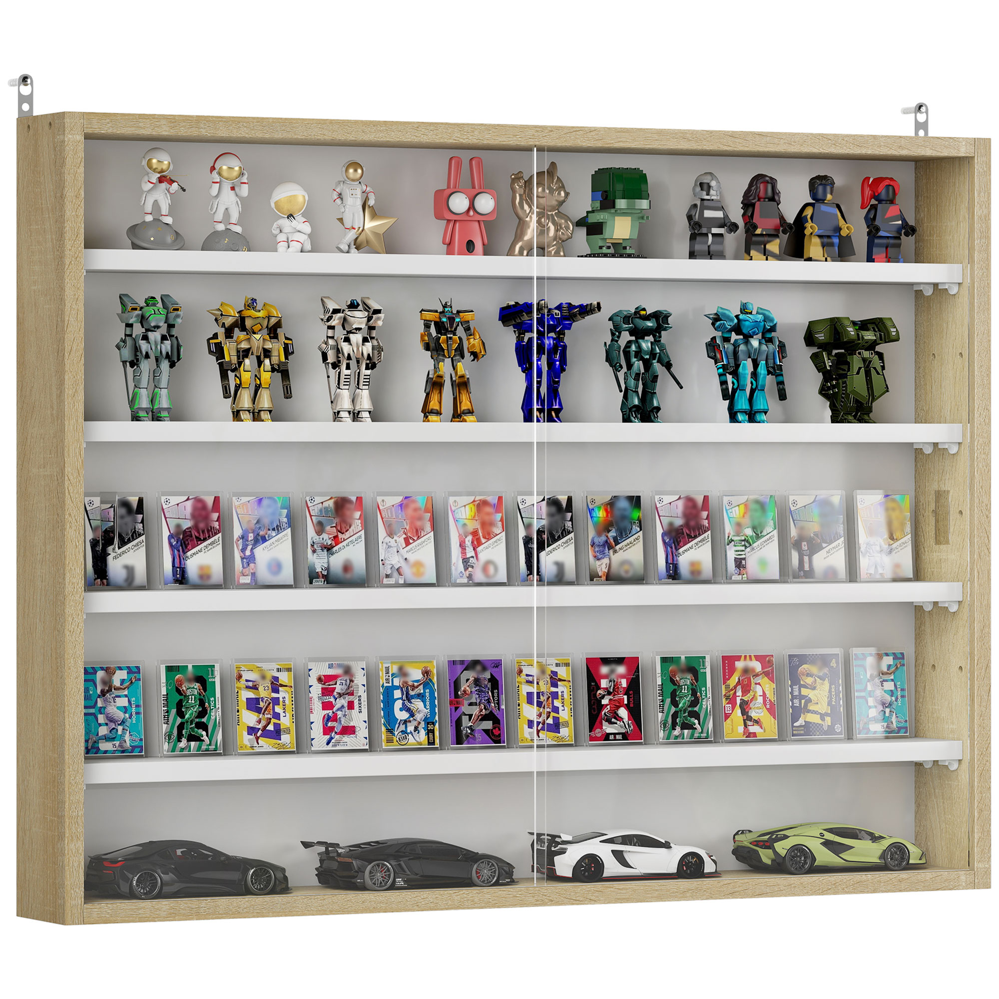 5-Tier Wall Display Shelf Unit Cabinet W/ 4 Adjustable