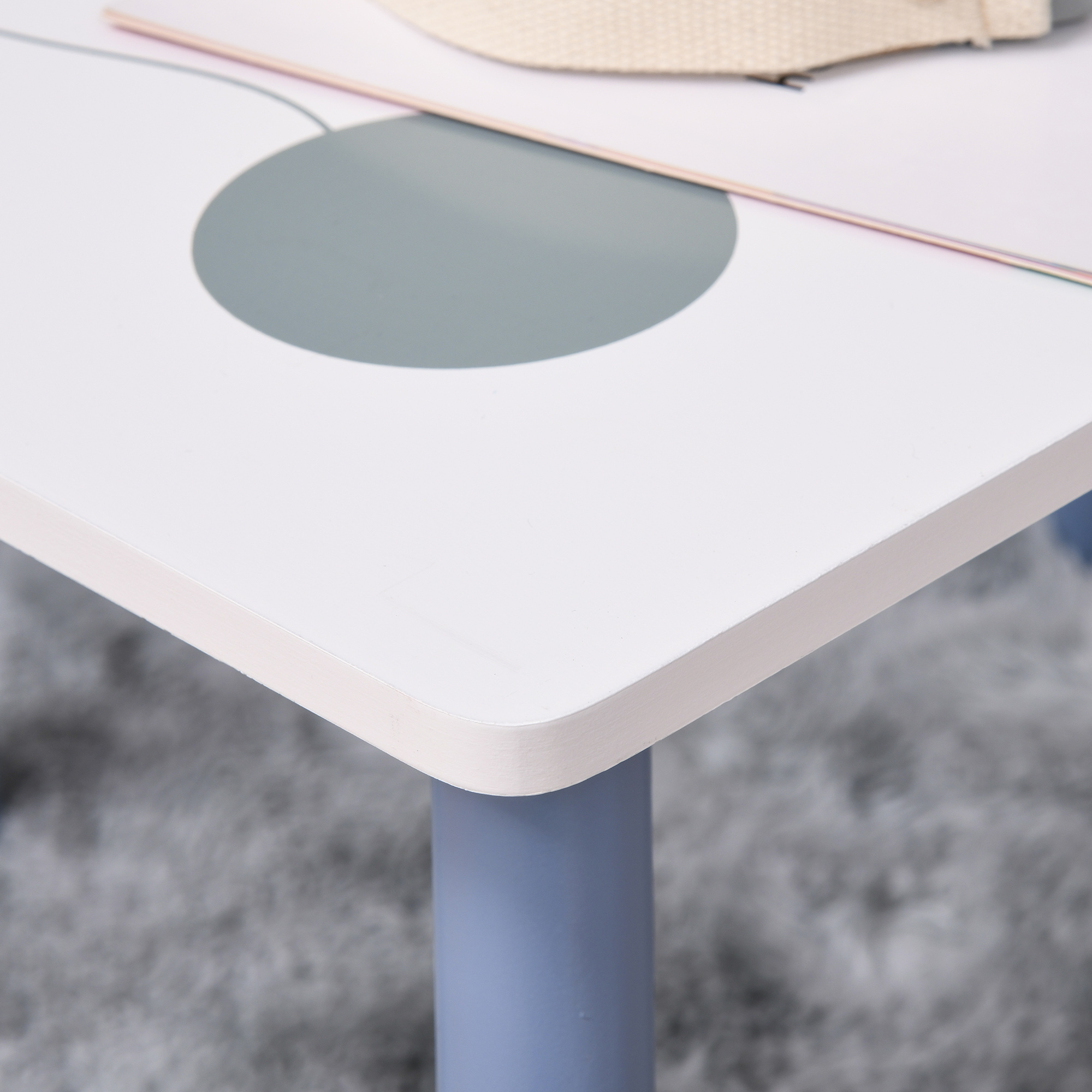 3 Pcs Kids Table & Chairs Set W/ Wood Legs Safe Corners Cute Stars Seating Mini — image 5