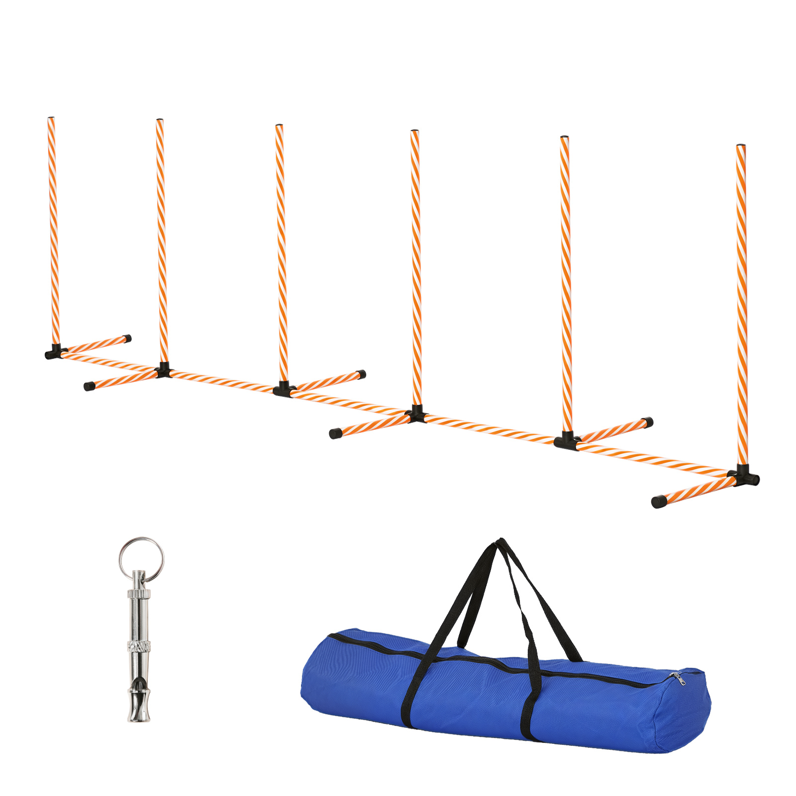 Dog Agility Equipment Pet Outdoor Training Play Run Obstacle W/ 6 Weaves Poles