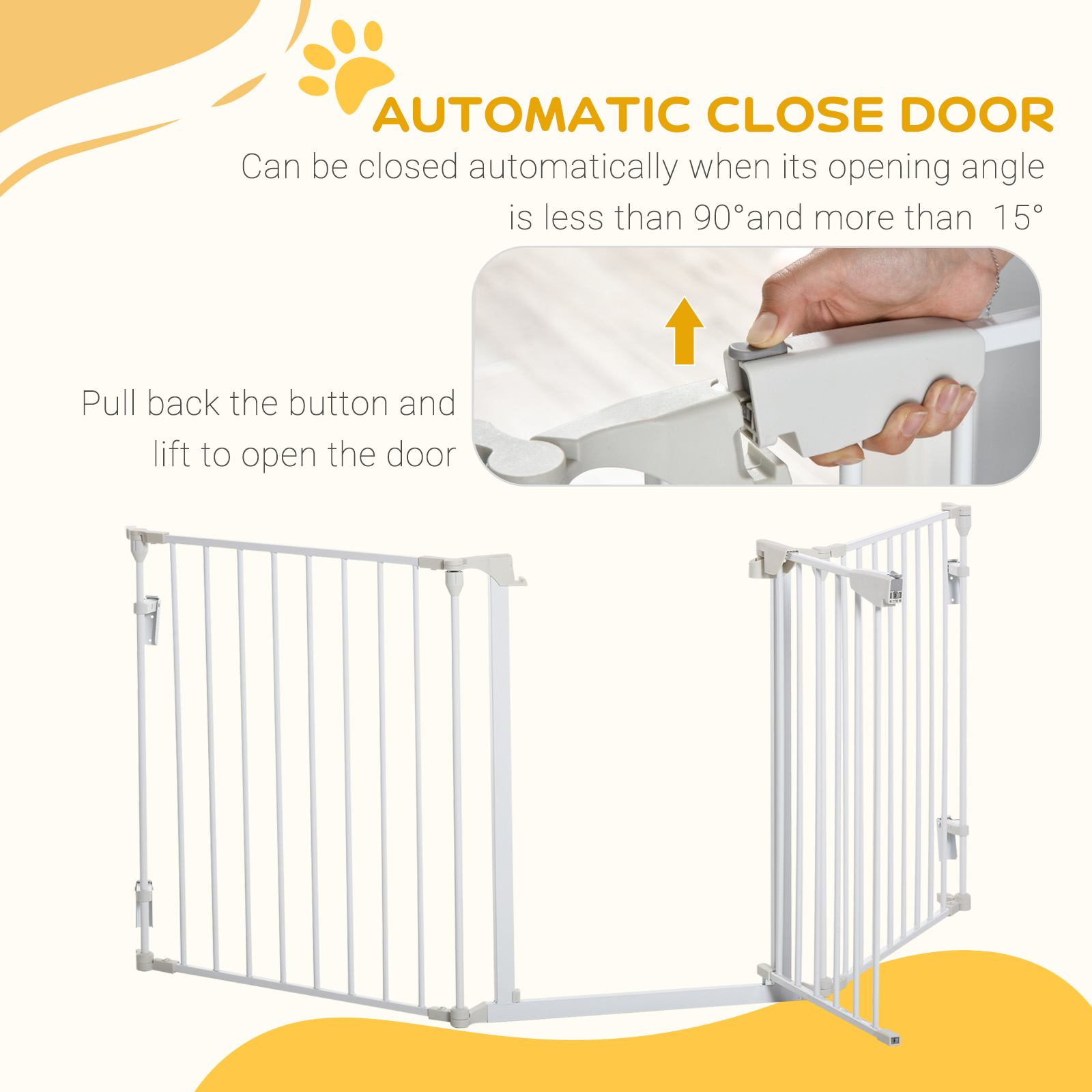 Pet Safety Gate,3 Panels Playpen Fireplace,Foldable Metal Fence,Stair — image 3