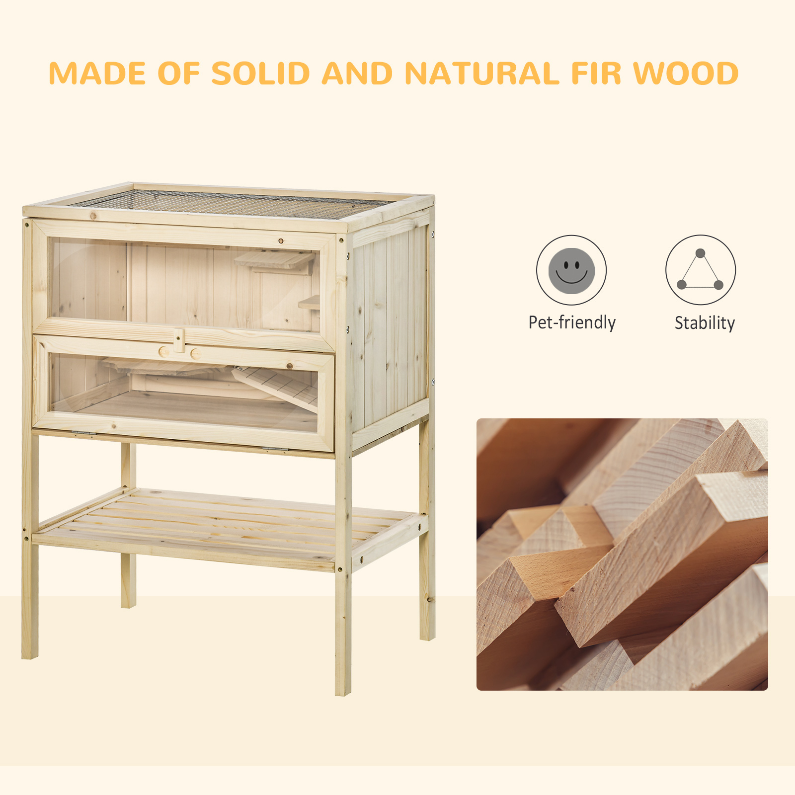Wooden Hamster Cage With Storage Shelf,Small Animal Exercise Play House — image 4