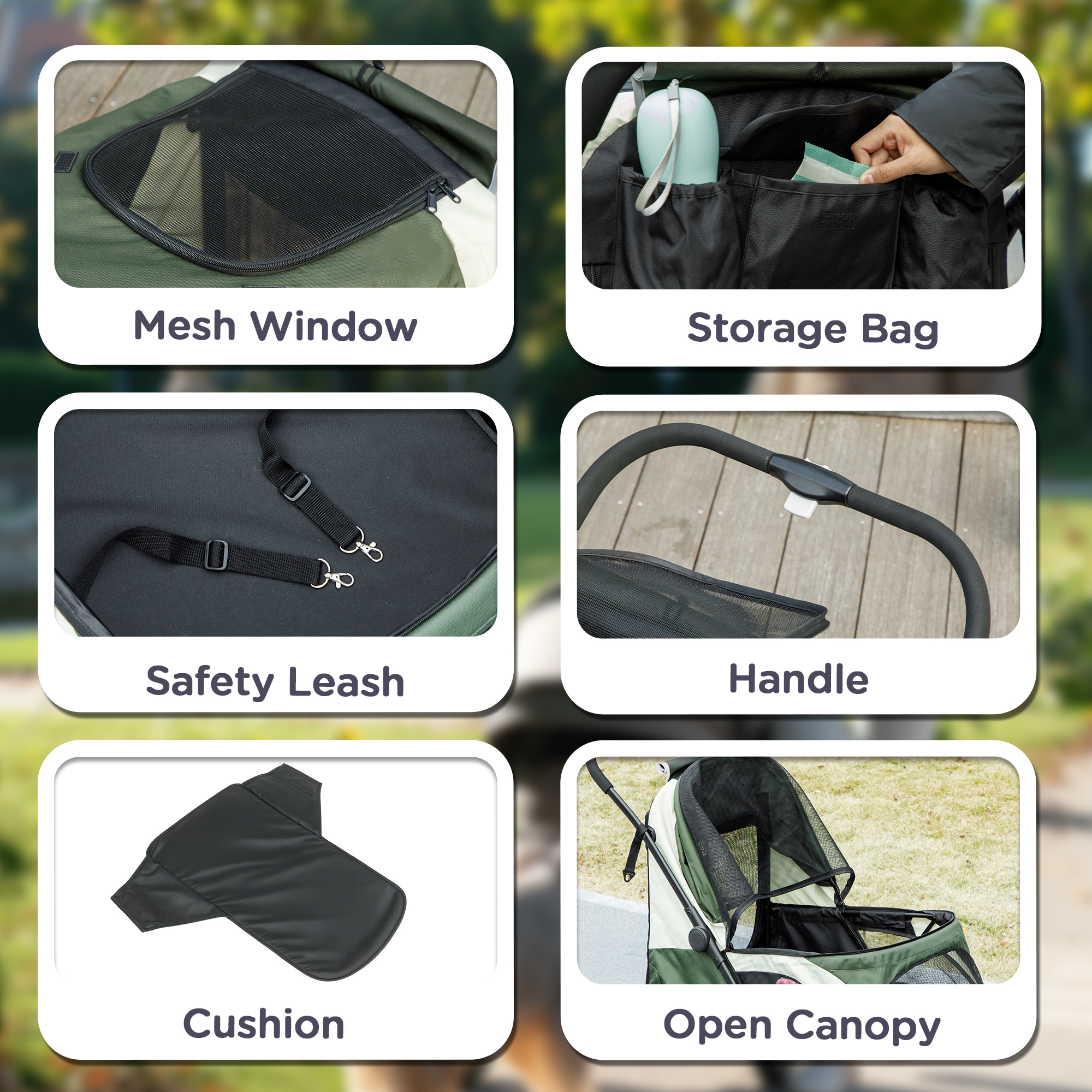 Foldable Pet Stroller For Large Dogs With Four Big Wheels,Shock-Absorbing — image 2