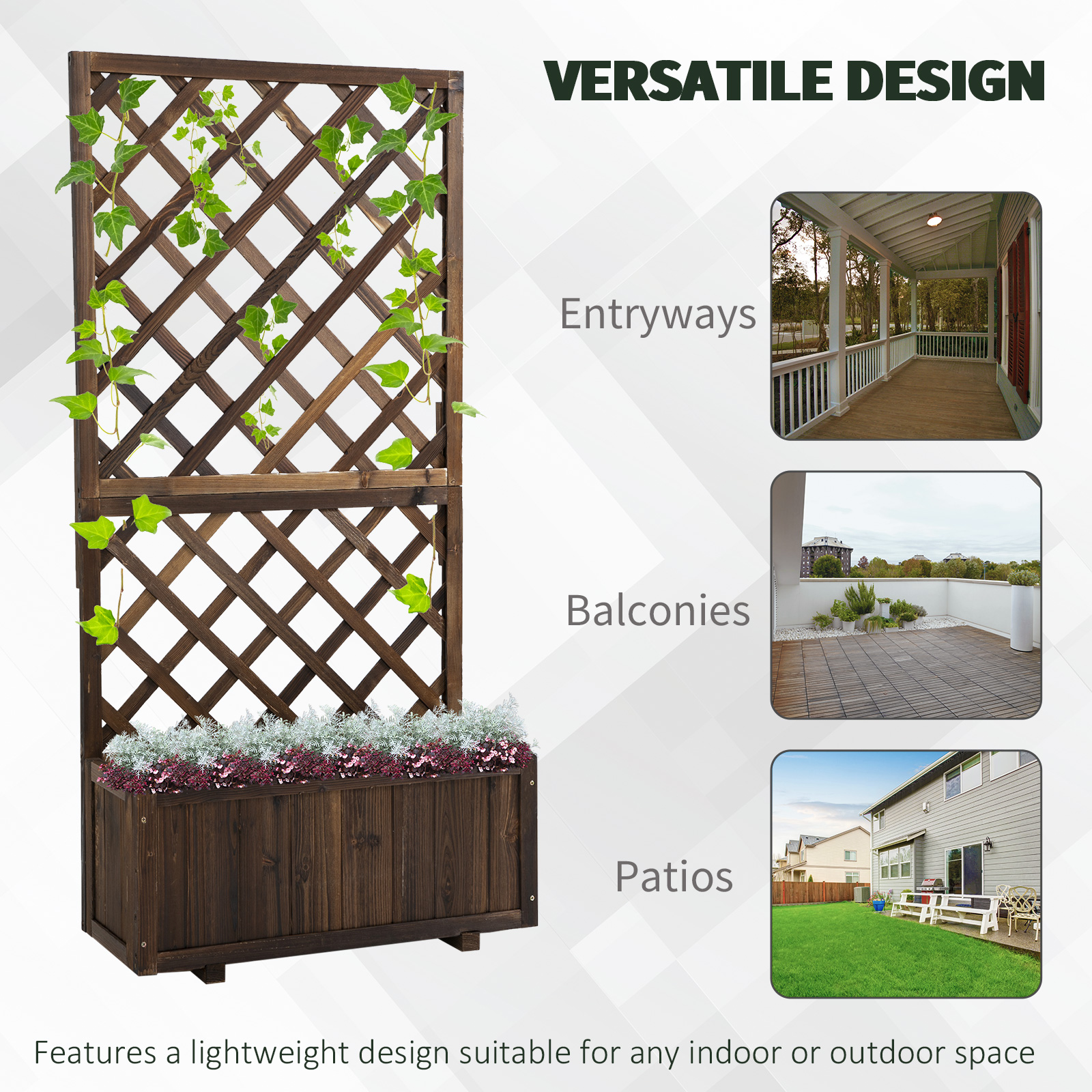 Garden Planter With Trellis,45L Raised Bed For Climbing — image 4